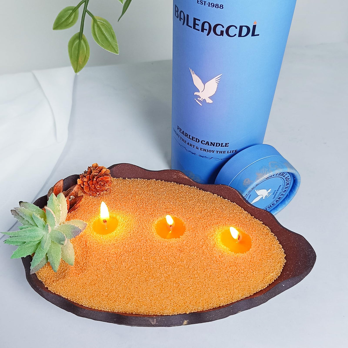 Orange Scented Pearled Candle 18oz Luxury Sand Candle Granulated Wax (18 Ounce)