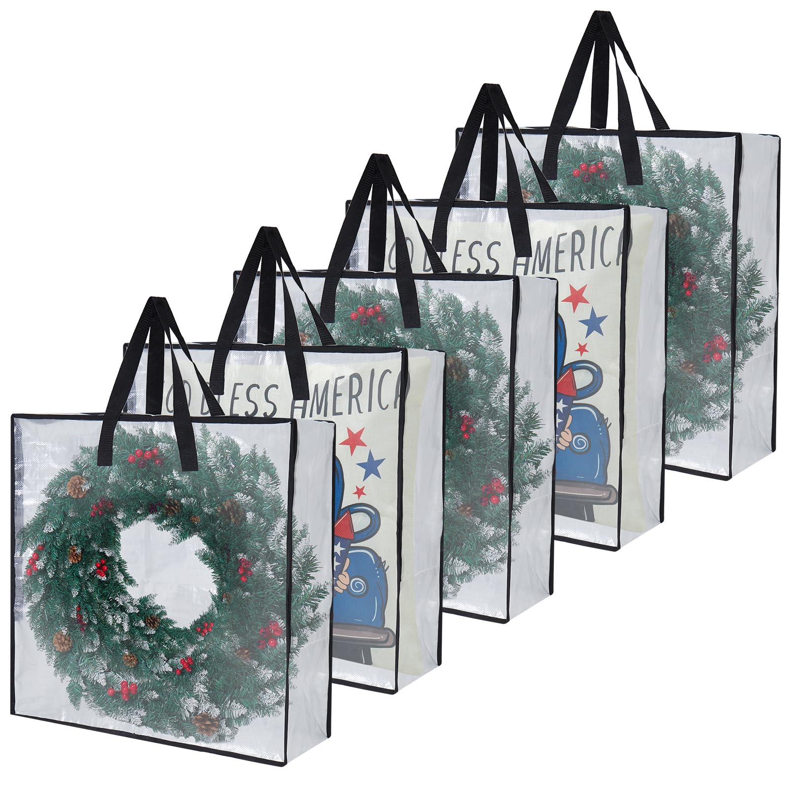 5 Pack Clear Heavy Duty Moving Bags and Storage Bags (4 Count)
