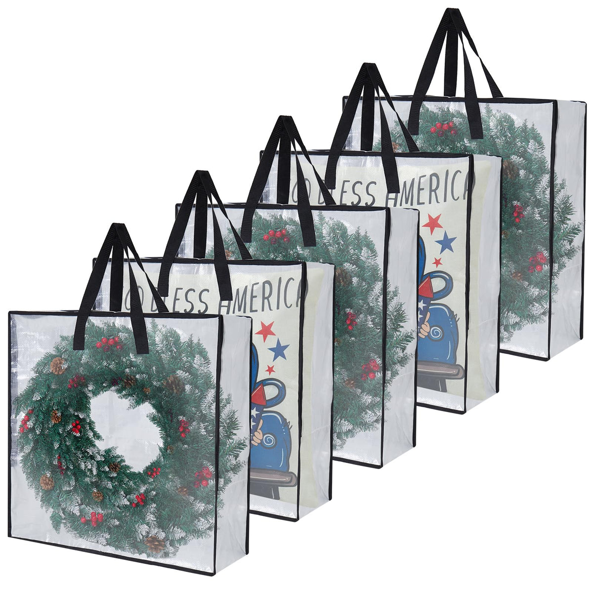 5 Pack Clear Heavy Duty Moving Bags and Storage Bags (4 Count)