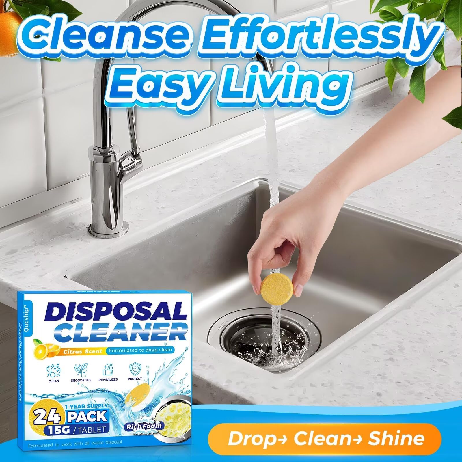 Garbage Disposal Cleaner Deodorizer Tablets (24 Count)