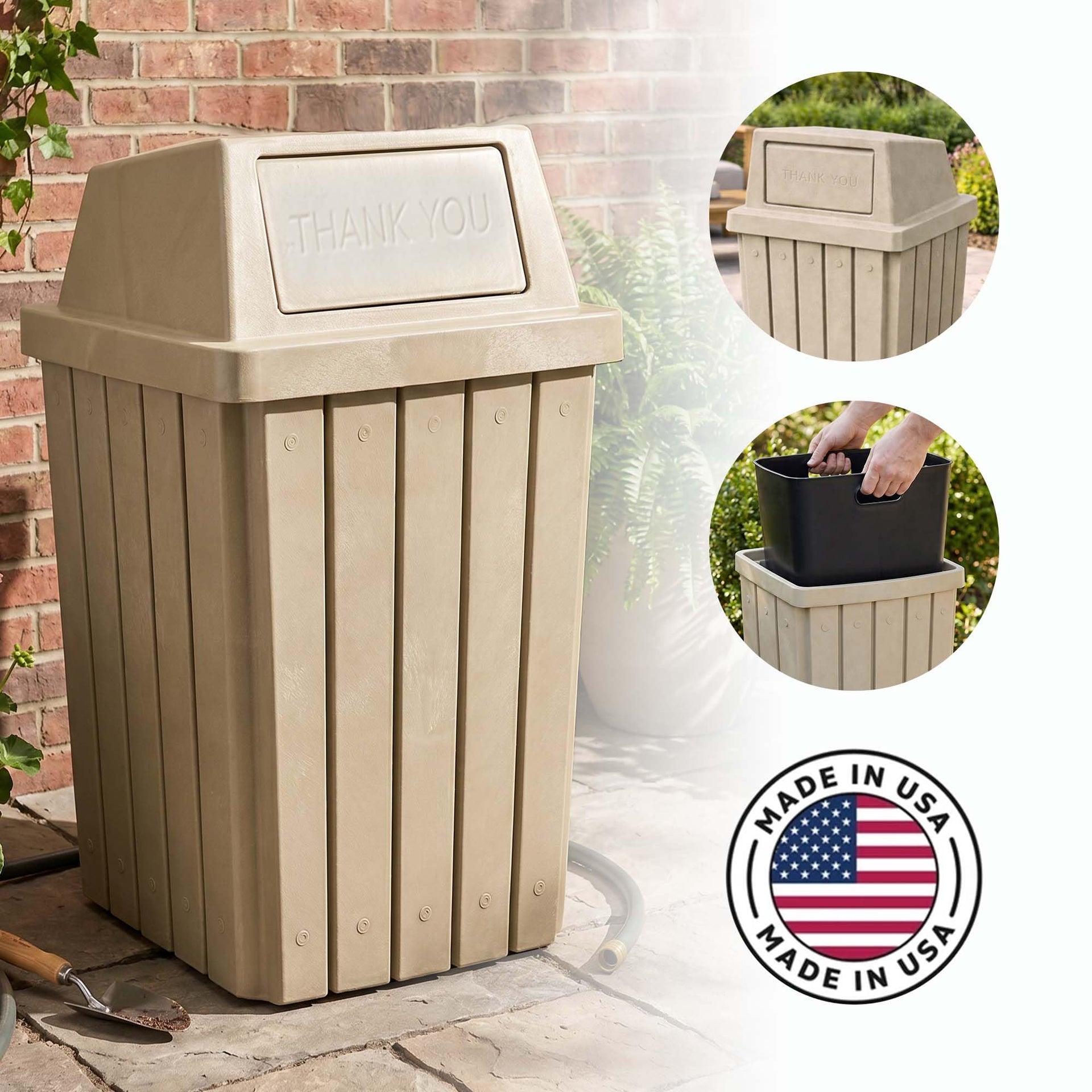 Campus Collection 32 Gallon Commercial Trash Can with Lid