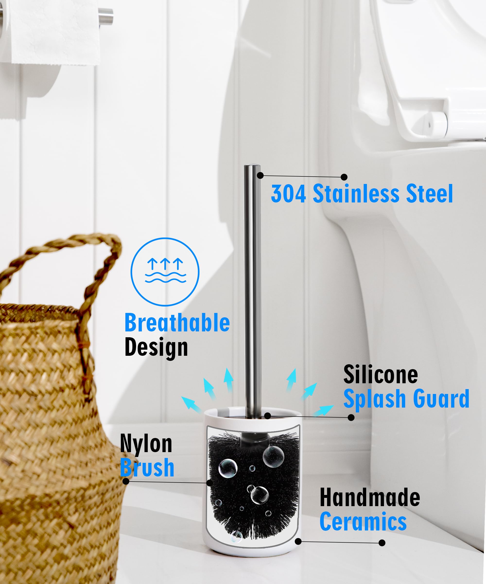 Ceramic Toilet Brush and Holder Set (3 Count)