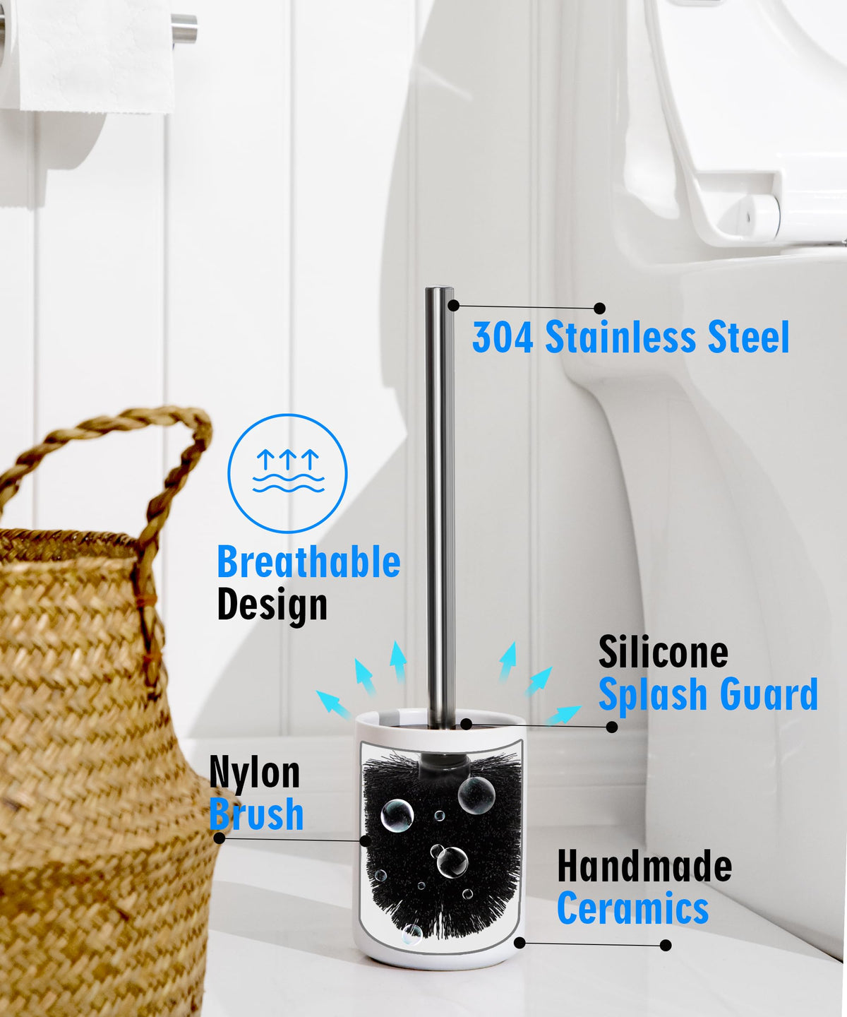 Ceramic Toilet Brush and Holder Set (3 Count)
