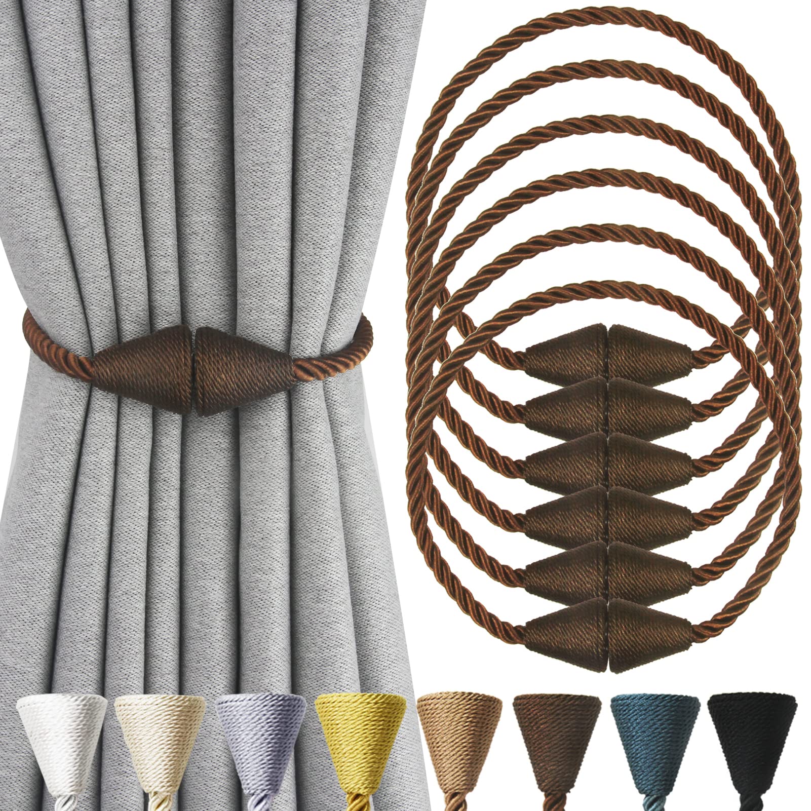 Magnetic Curtain Tiebacks Rope Decorative Holdbacks for Drapes Nieffeiy