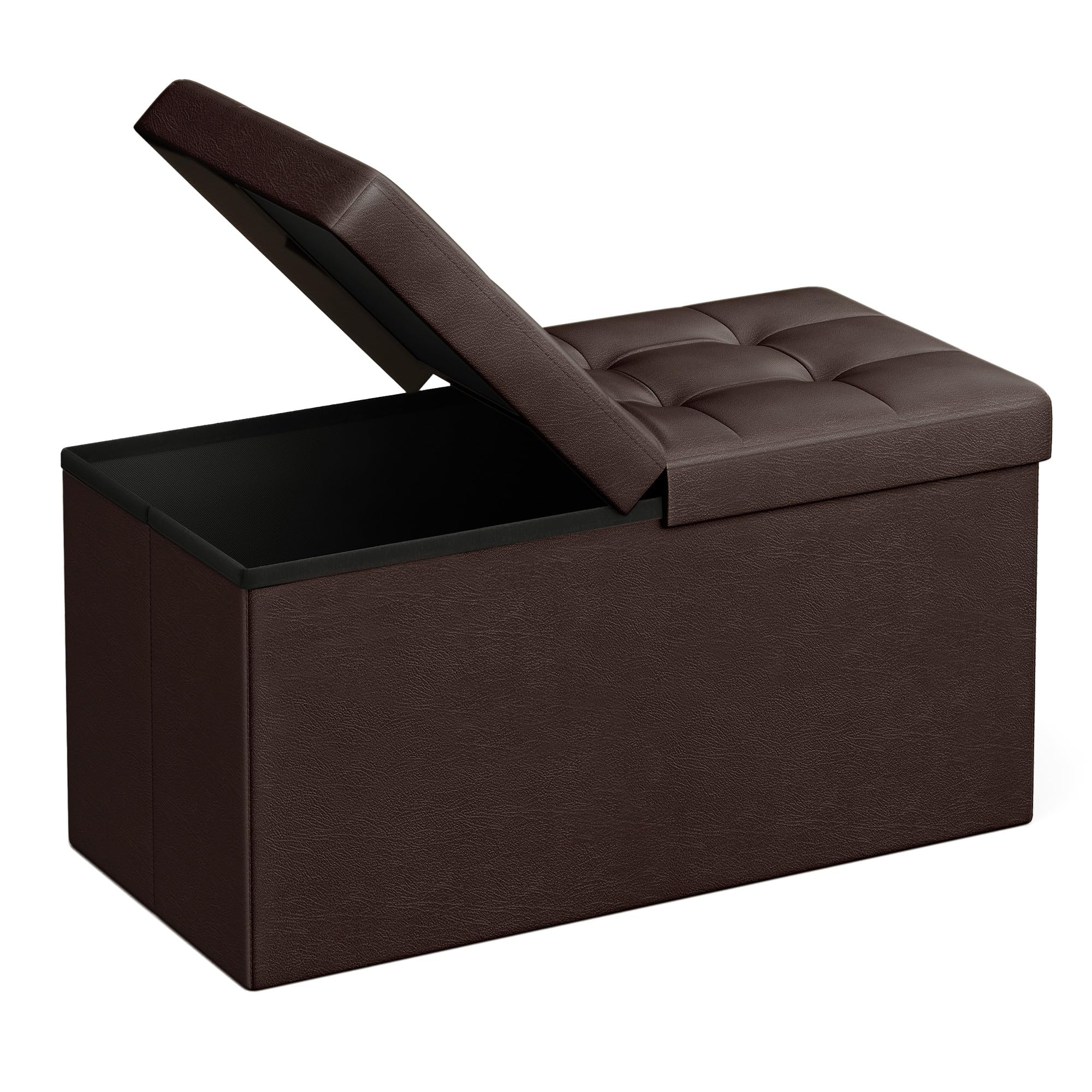 30 Inches Folding Storage Ottoman Bench with Flipping Lid