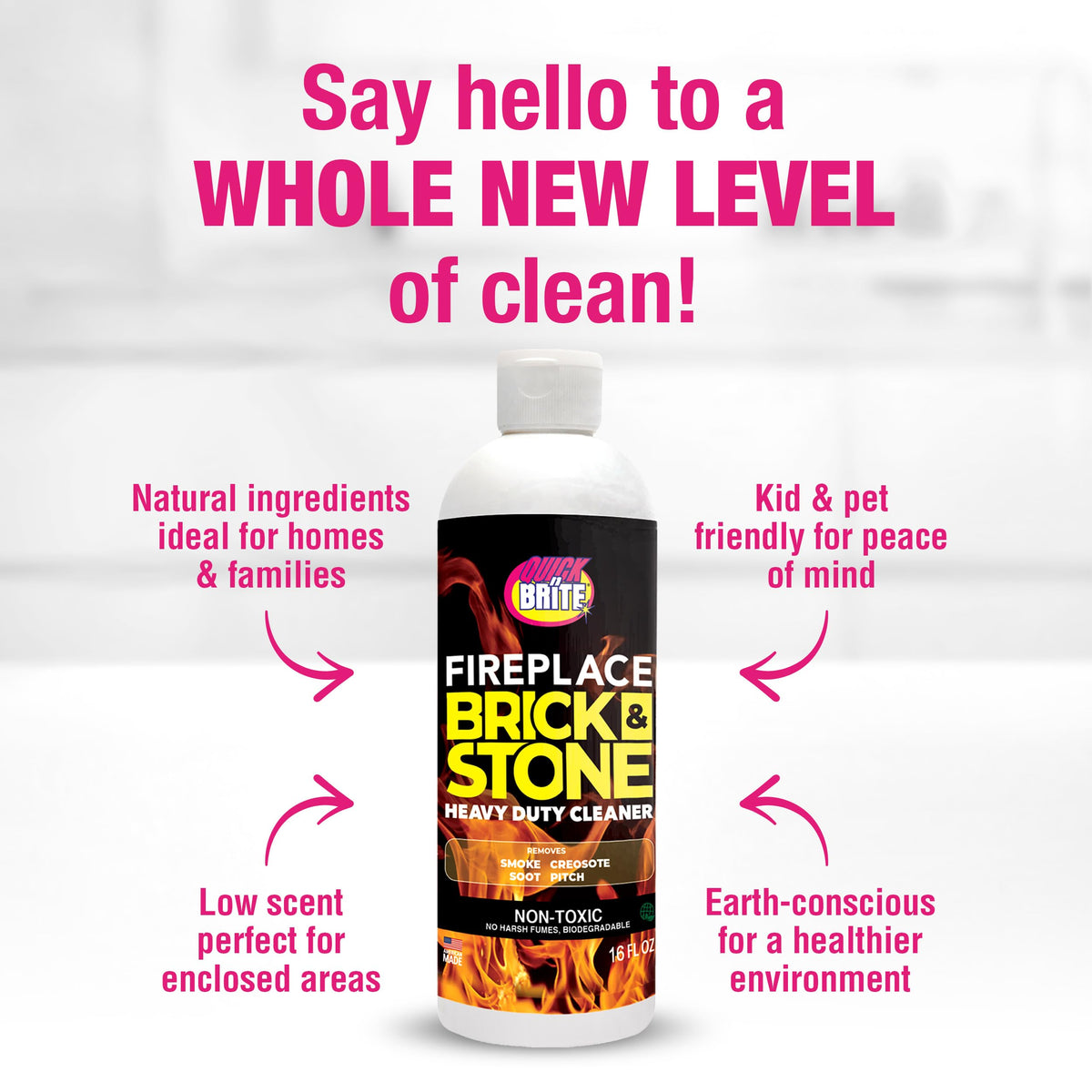 Quick N Brite Fireplace Gel Cleaner with Scrub Brush for Brick (16 Fl Oz)