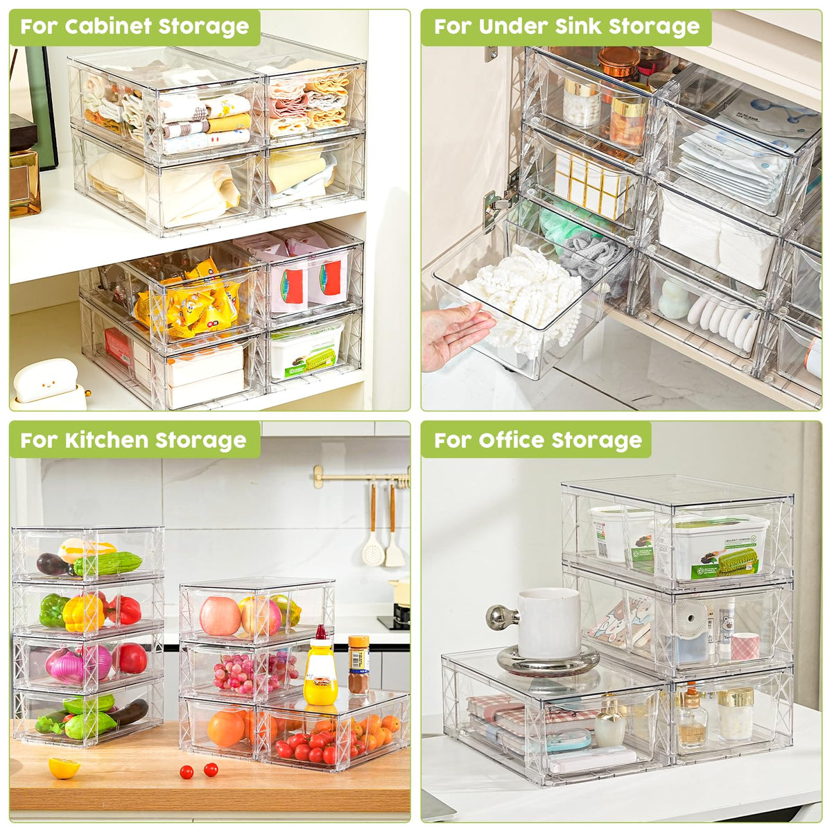 6 Pack Acrylic Storage Drawers (6 Count)