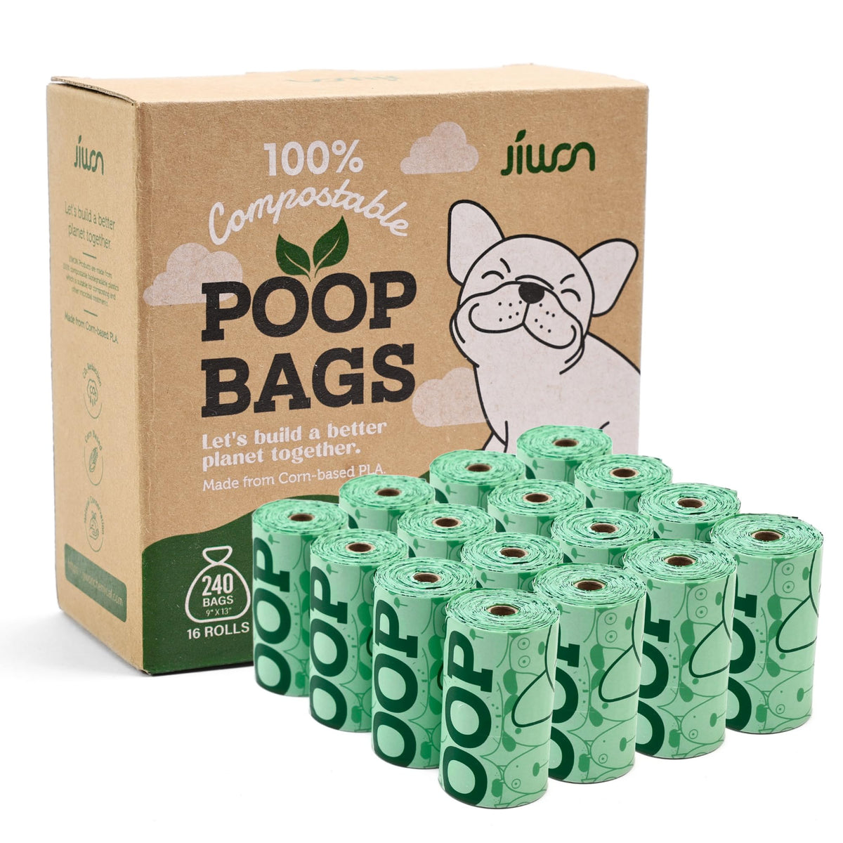 100% Certified Home Compostable Dog Poop Bags (240 Count)