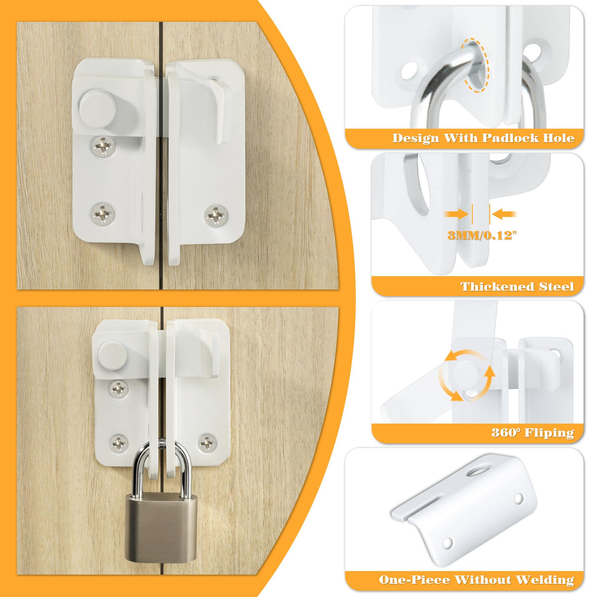 White Flip Latch Gate Latch