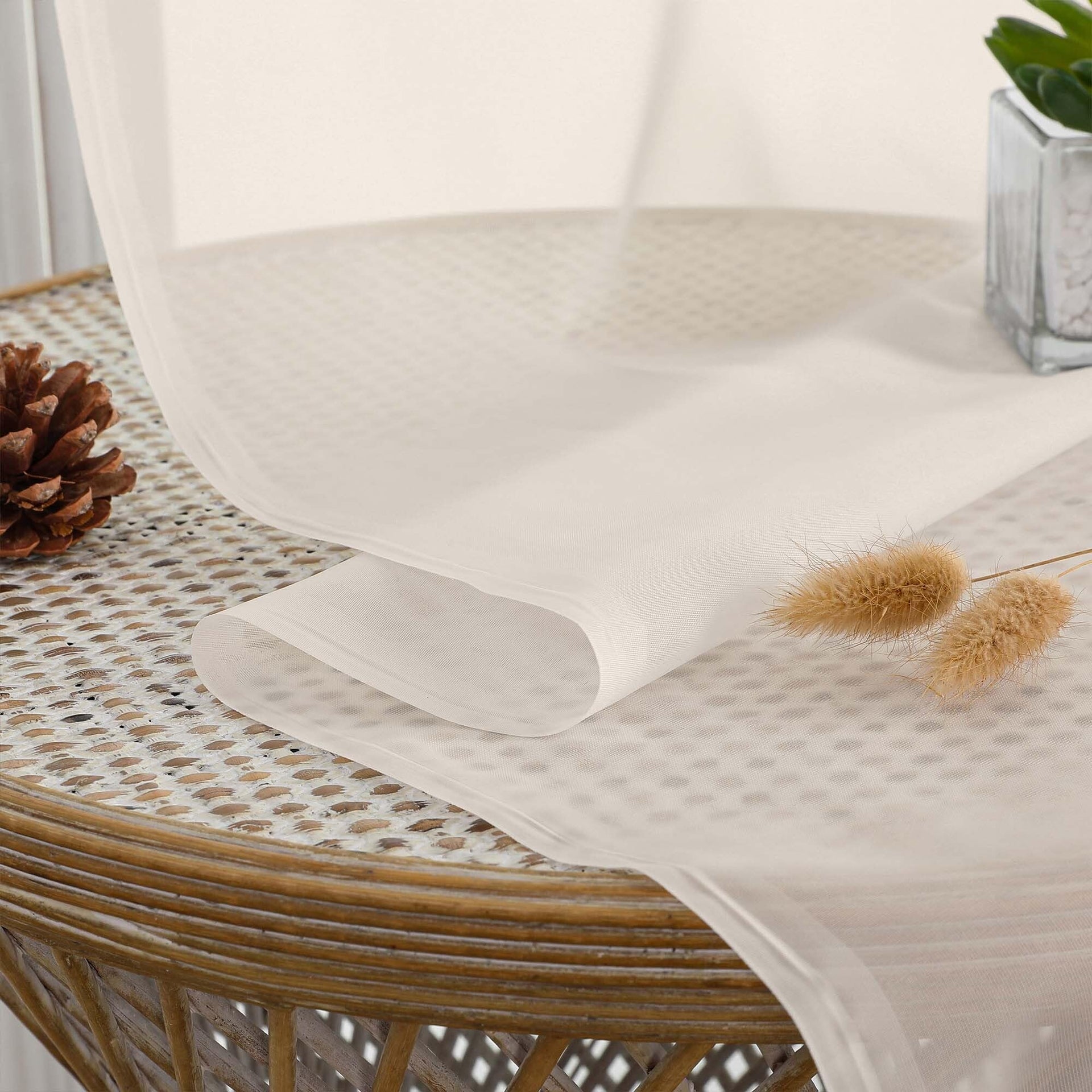 Cream Sheer Curtains 48 Inch Long (2 Count)