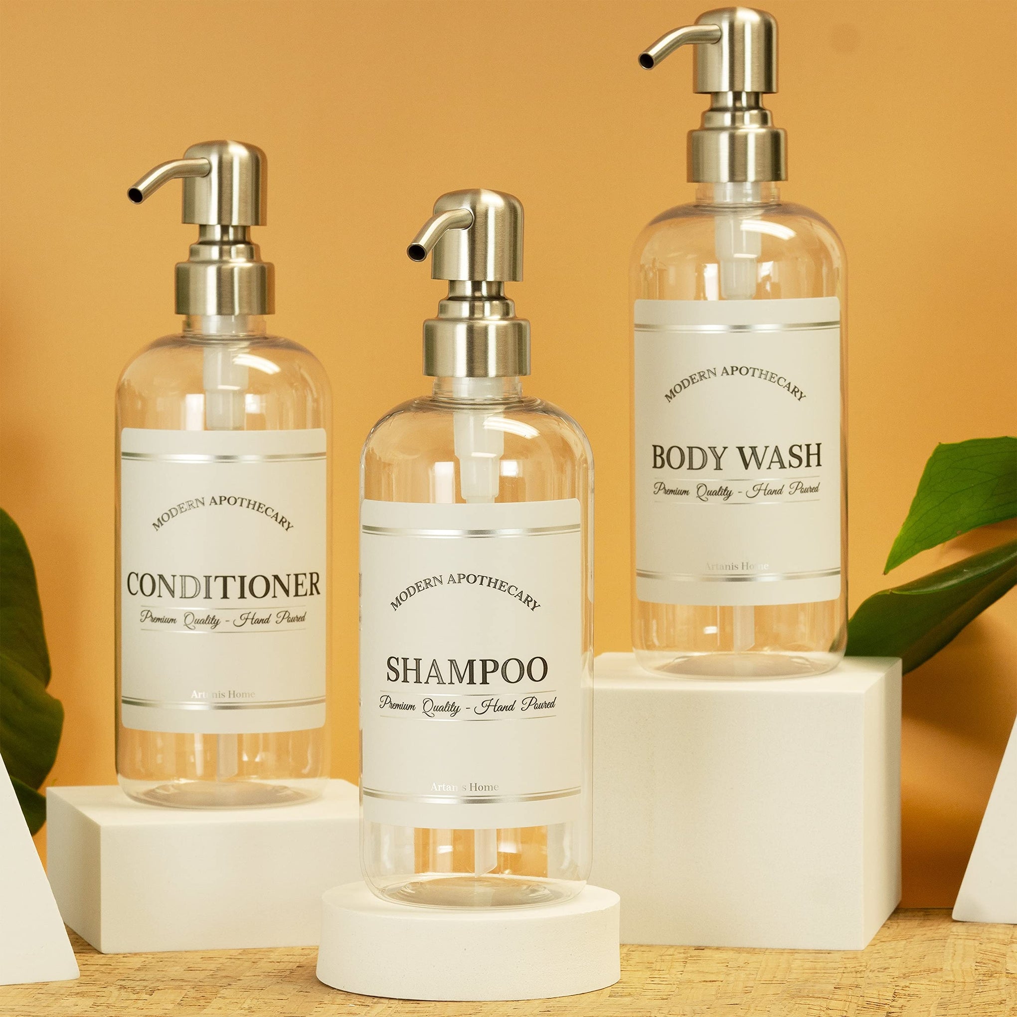 Clear Refillable Shampoo and Conditioner Bottles (3 Count)