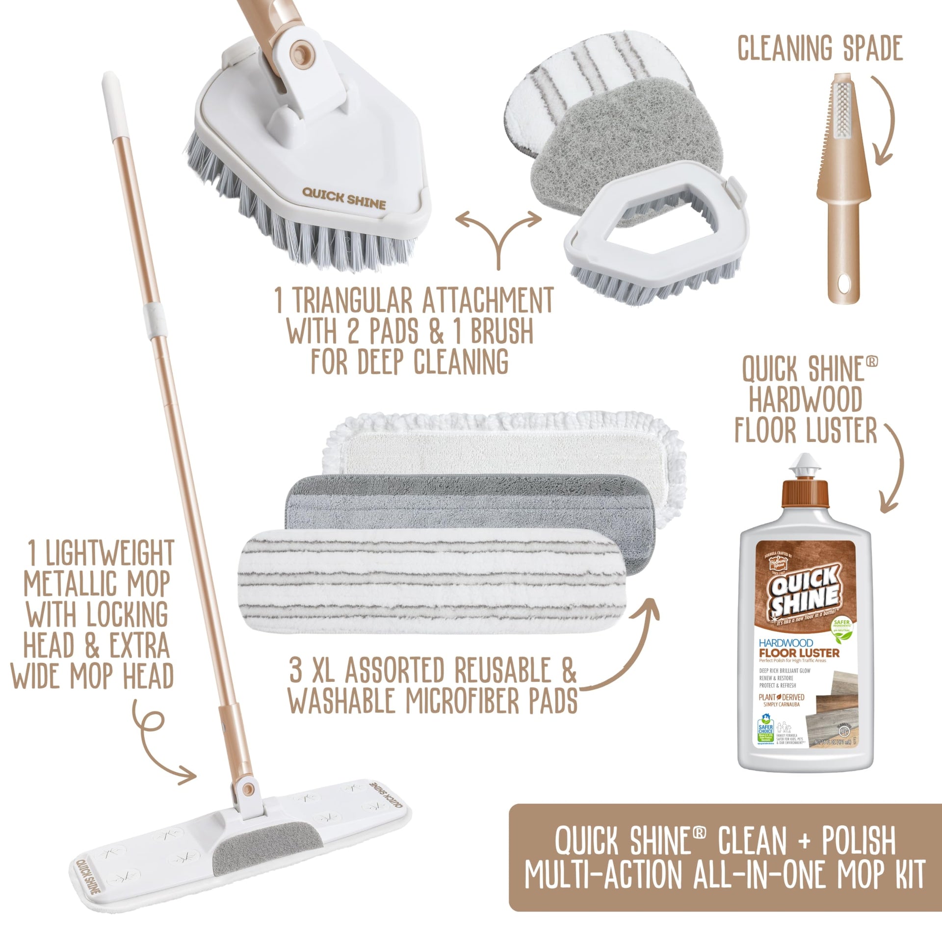 Clean + Polish 10 Piece Interchangeable Mop Kit w
