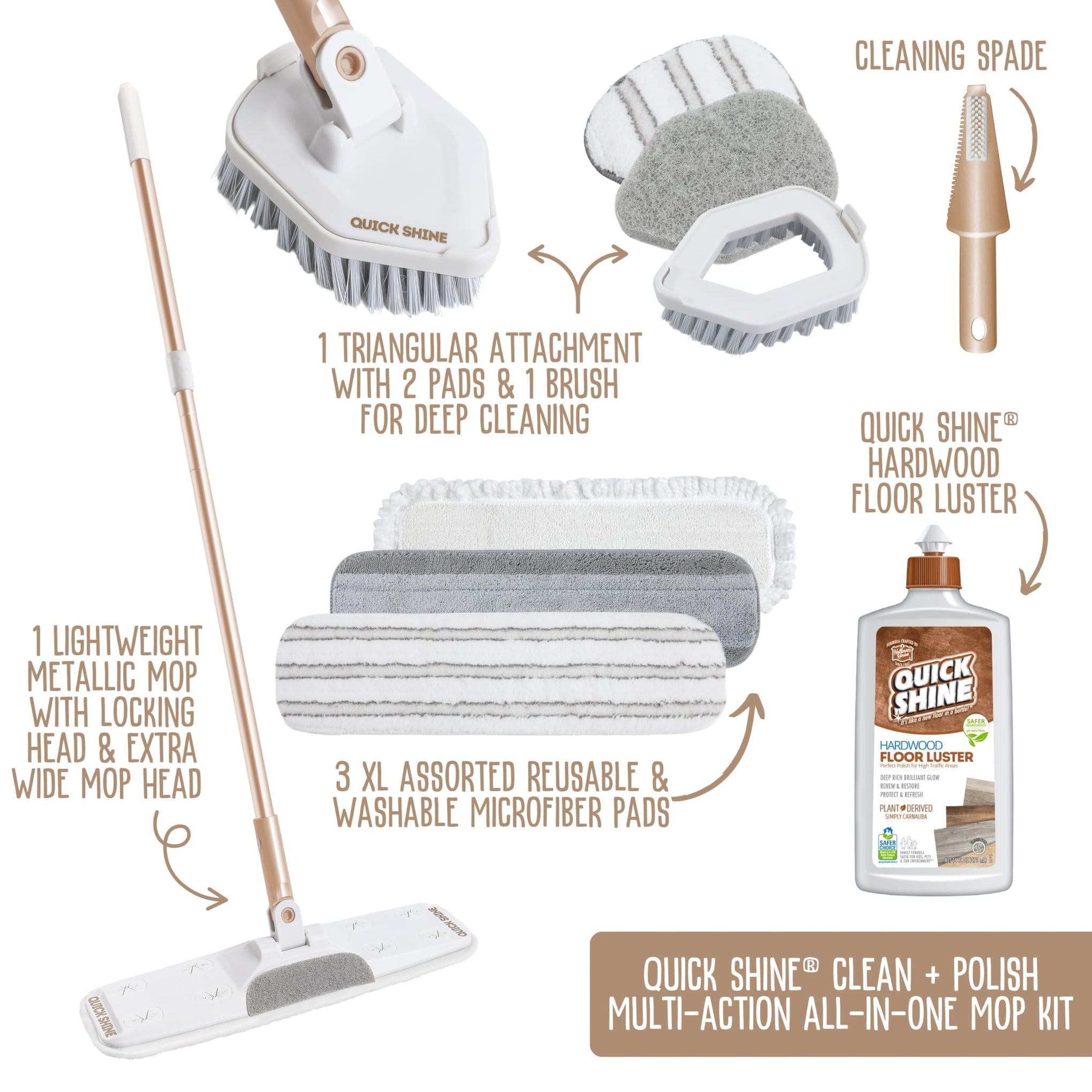 Clean + Polish 10 Piece Interchangeable Mop Kit w