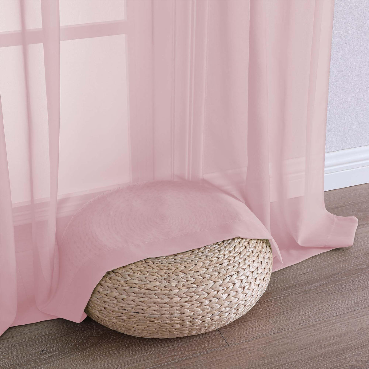 Blush Pink Sheer Curtains 90 Inches Long 2 Panels (2 Count)