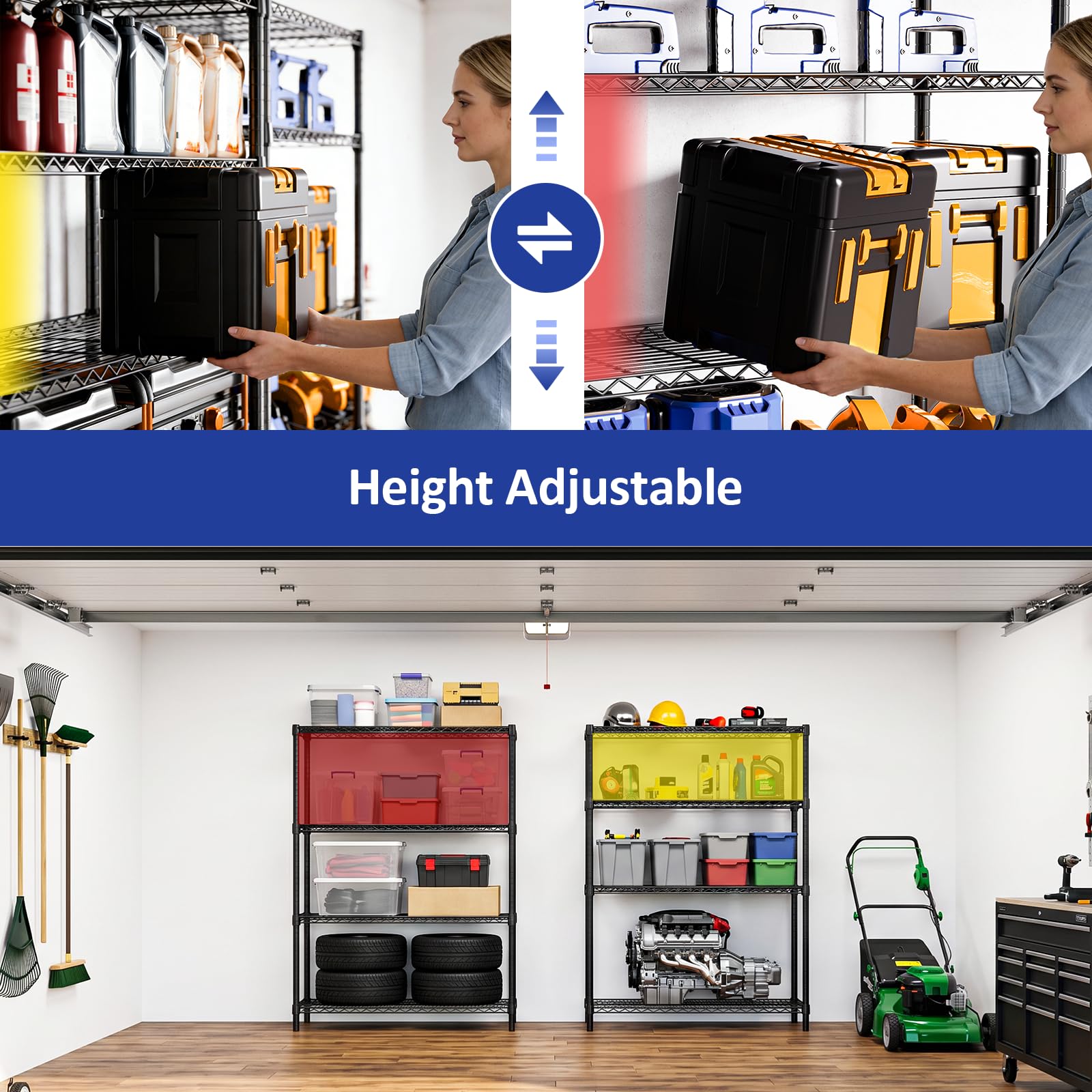 4 Tier 1000 LBS Metal Garage Storage Rack Shelf for Kitchen