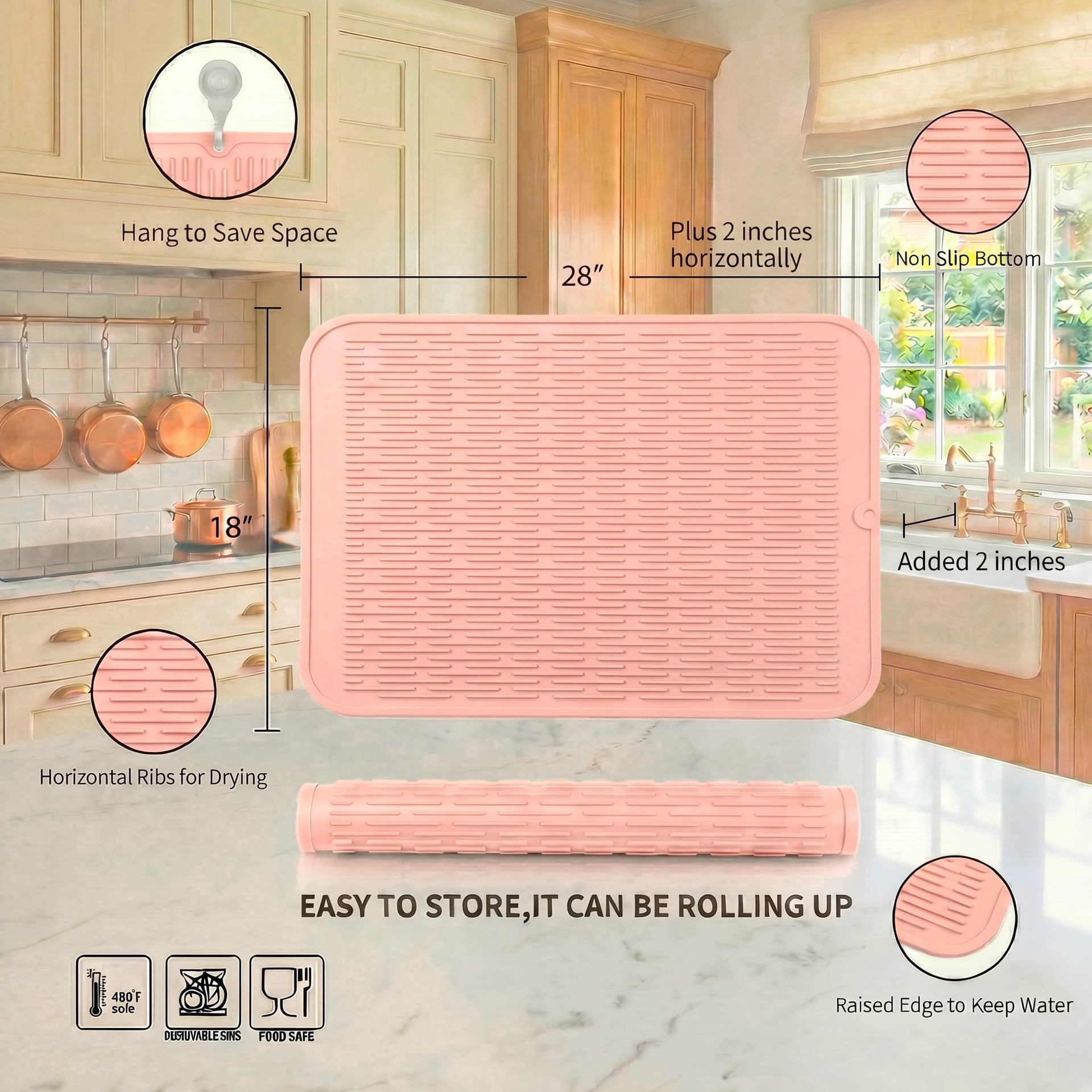 Silicone Dish Drying Mat for Multiple Usage