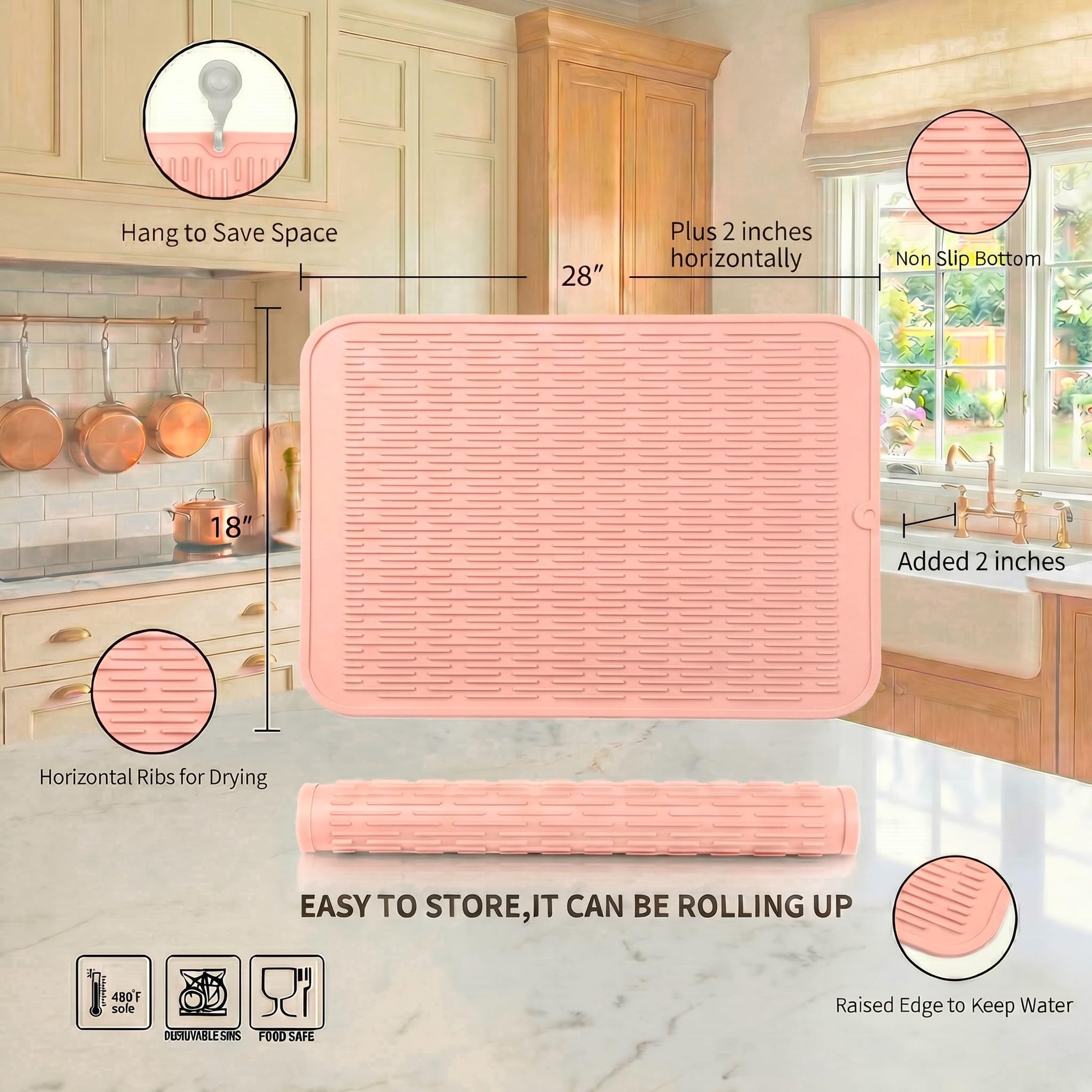 Silicone Dish Drying Mat for Multiple Usage