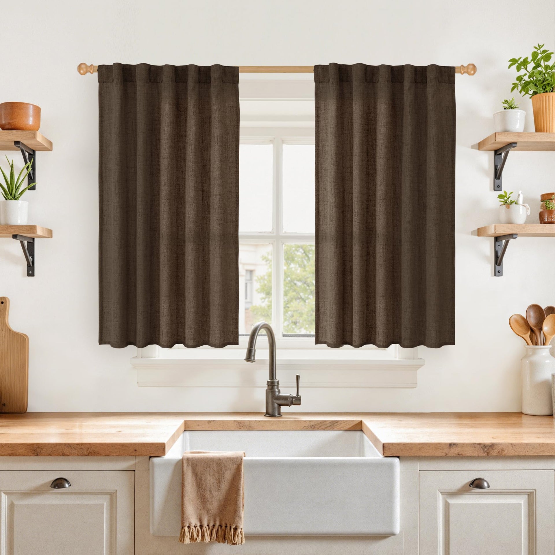 Short Linen Curtains 54 Inch Length 2 Panels (2 Count)