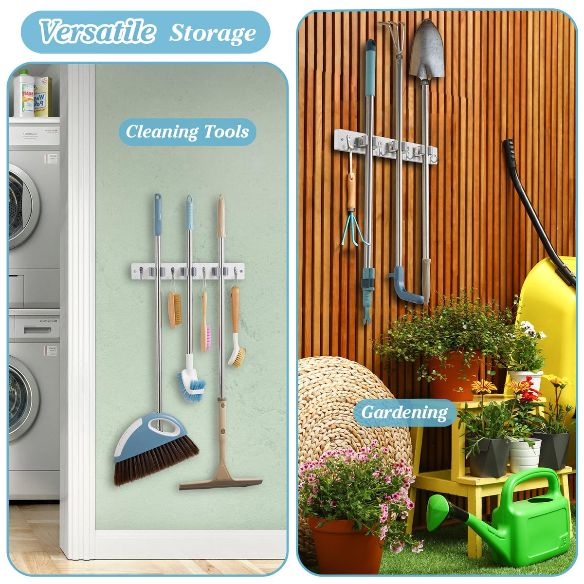 White Broom Holder Wall Mount
