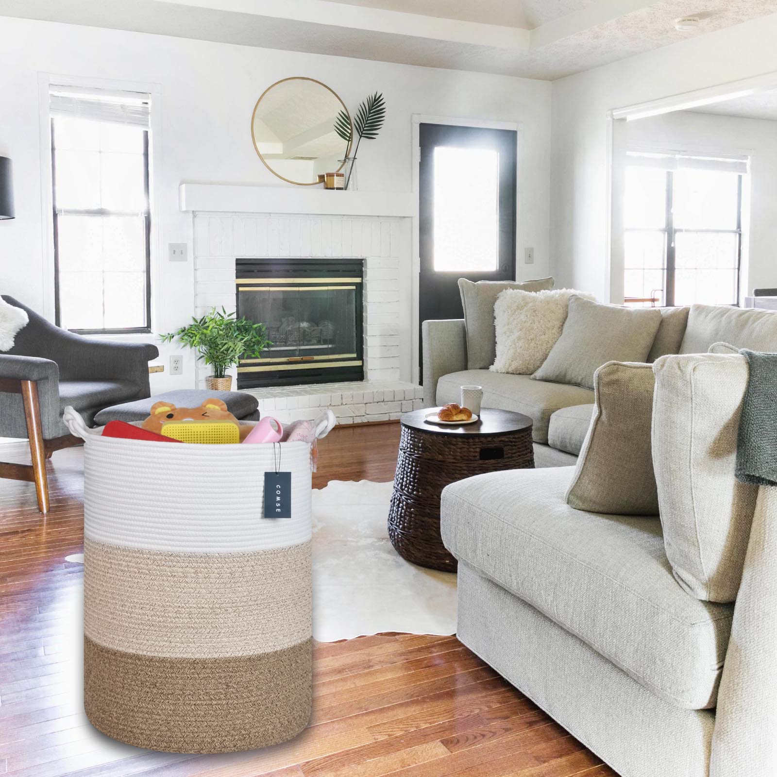 Tall Woven Blanket & Laundry Basket