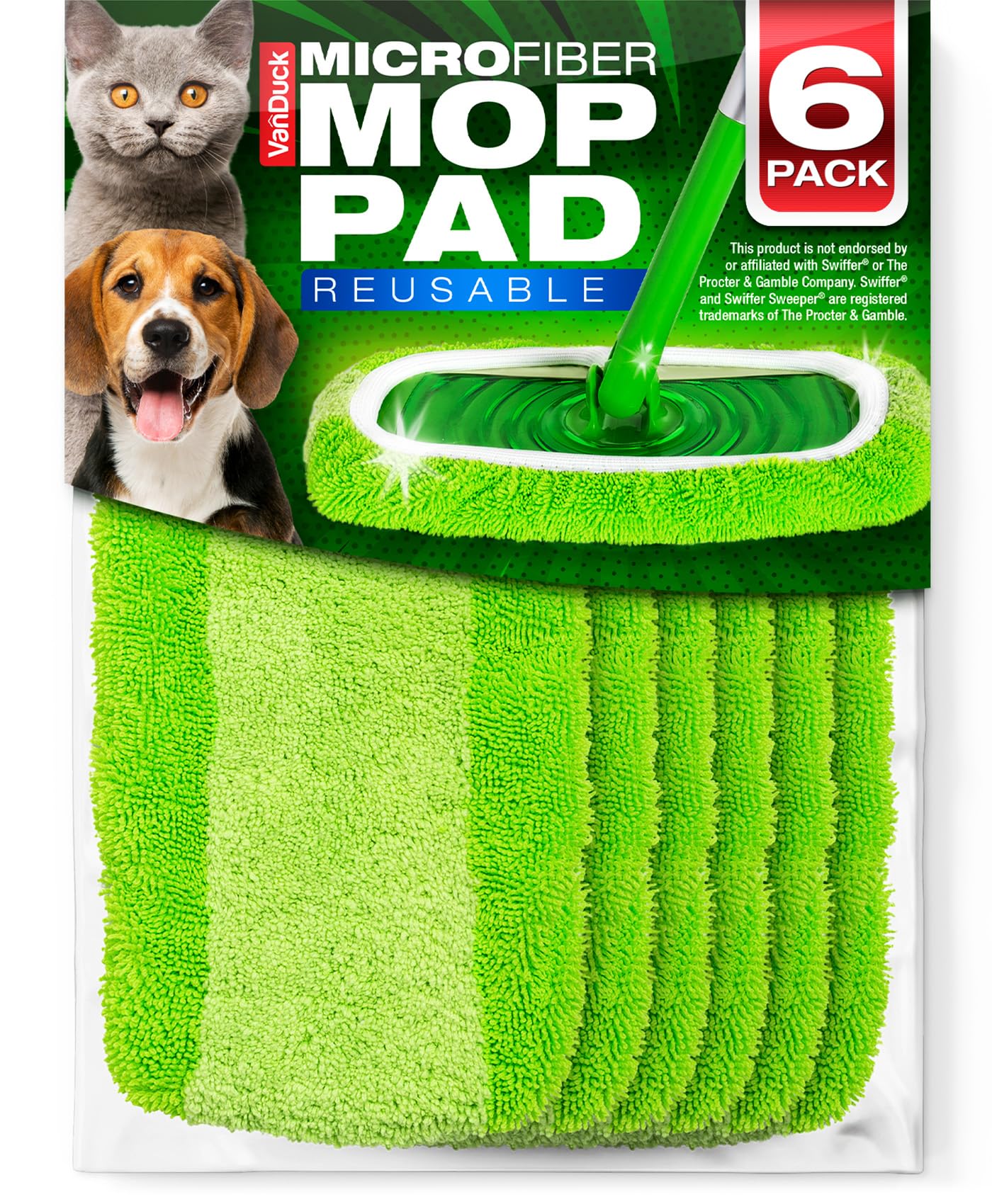 Reusable Microfiber Mop Pads for Swiffer Sweeper (6 Count)