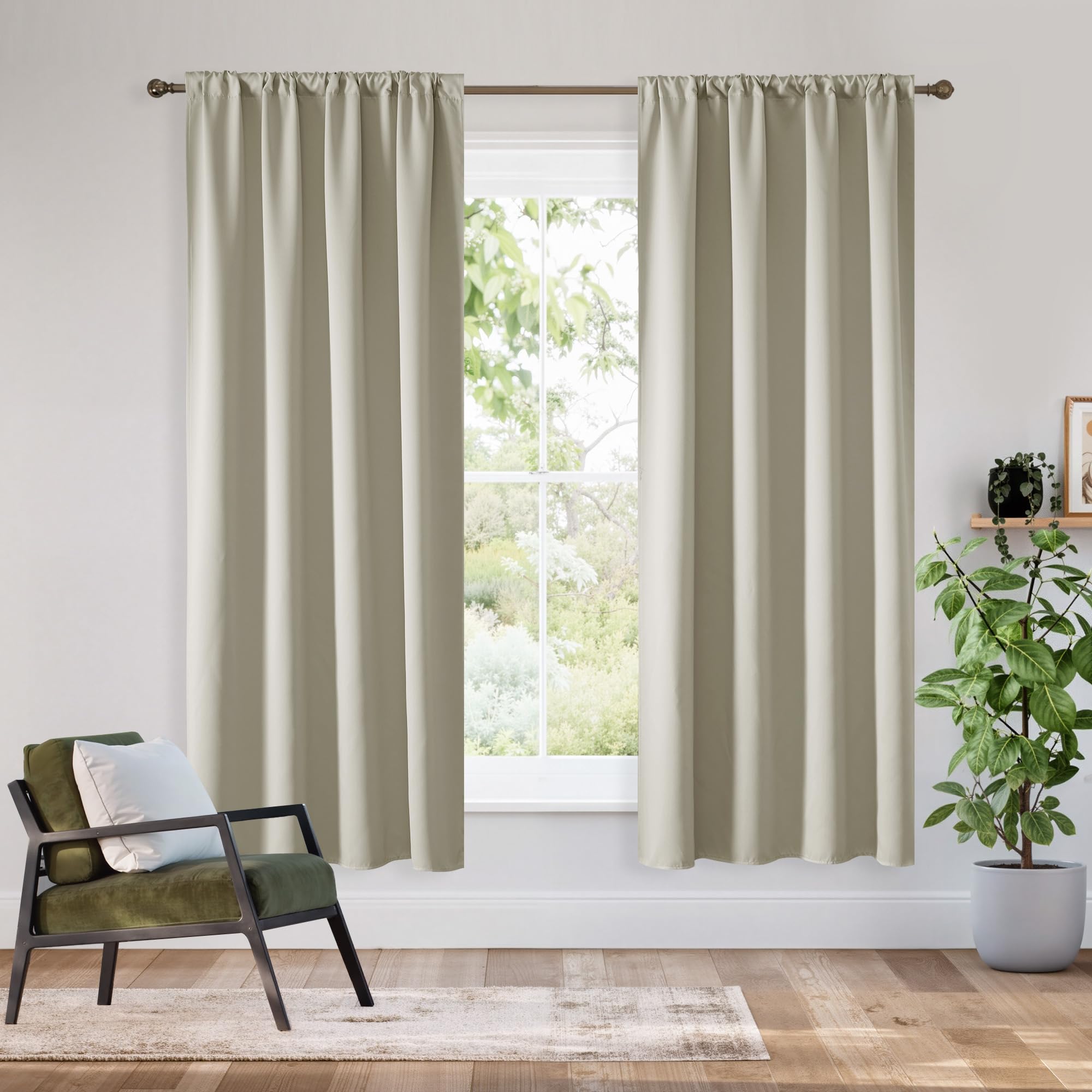 Bedroom Blackout Curtains 63 inches Long (2 Count)