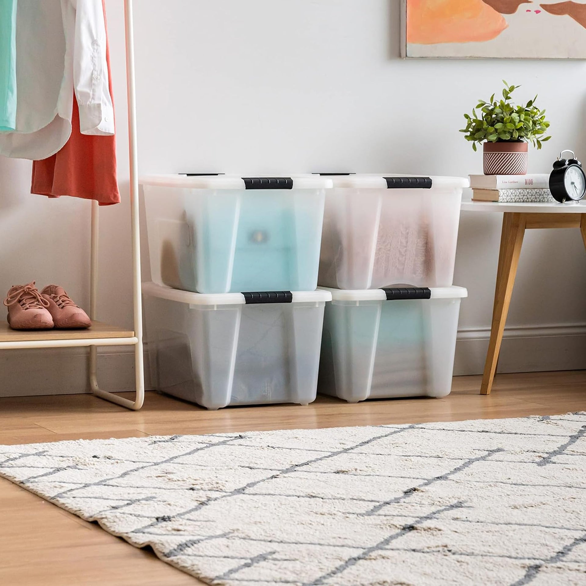 4 Pack 40 Quart Storage Bins with Lids (4 Count)