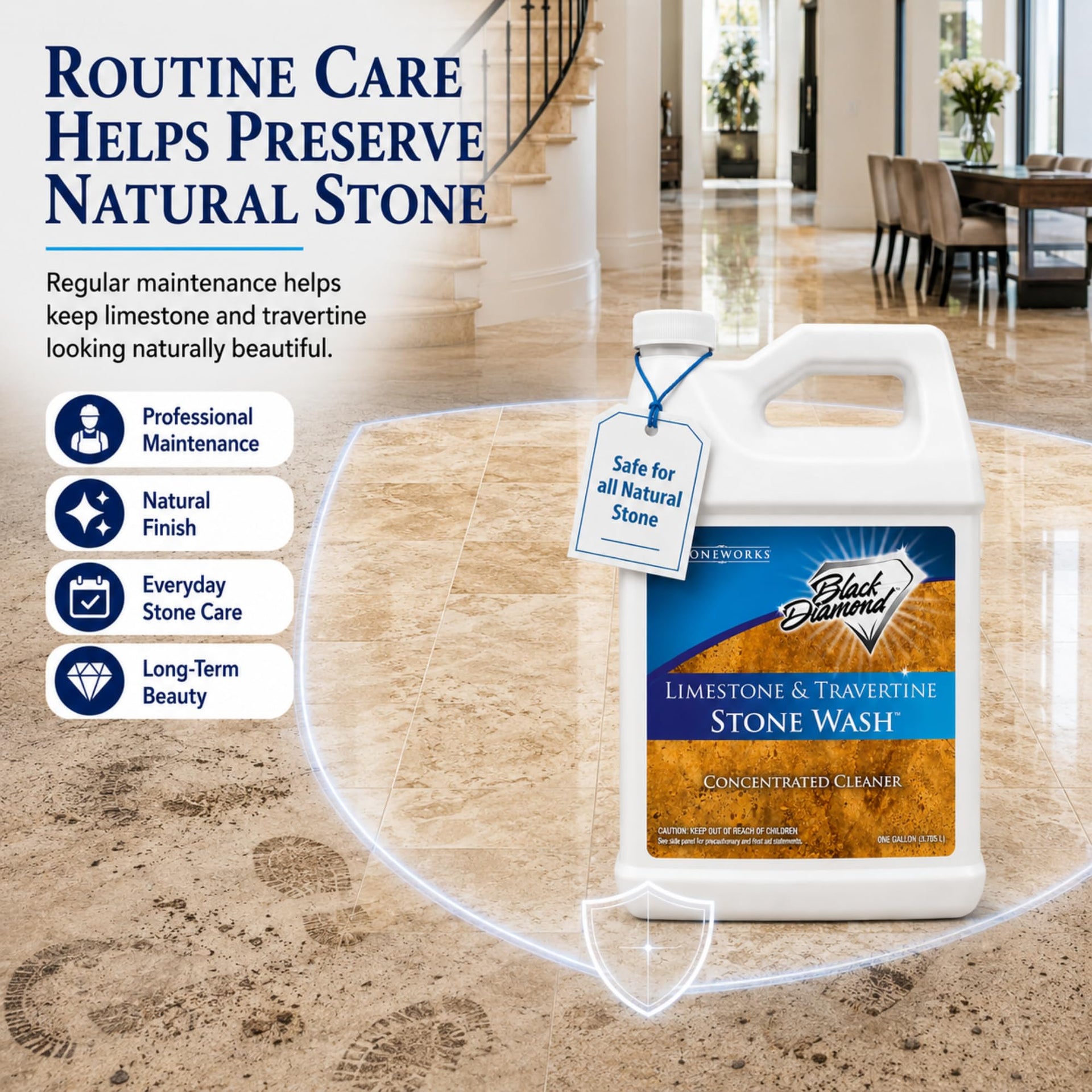 Natural Stone Cleaner for Limestone (128 Fl Oz)