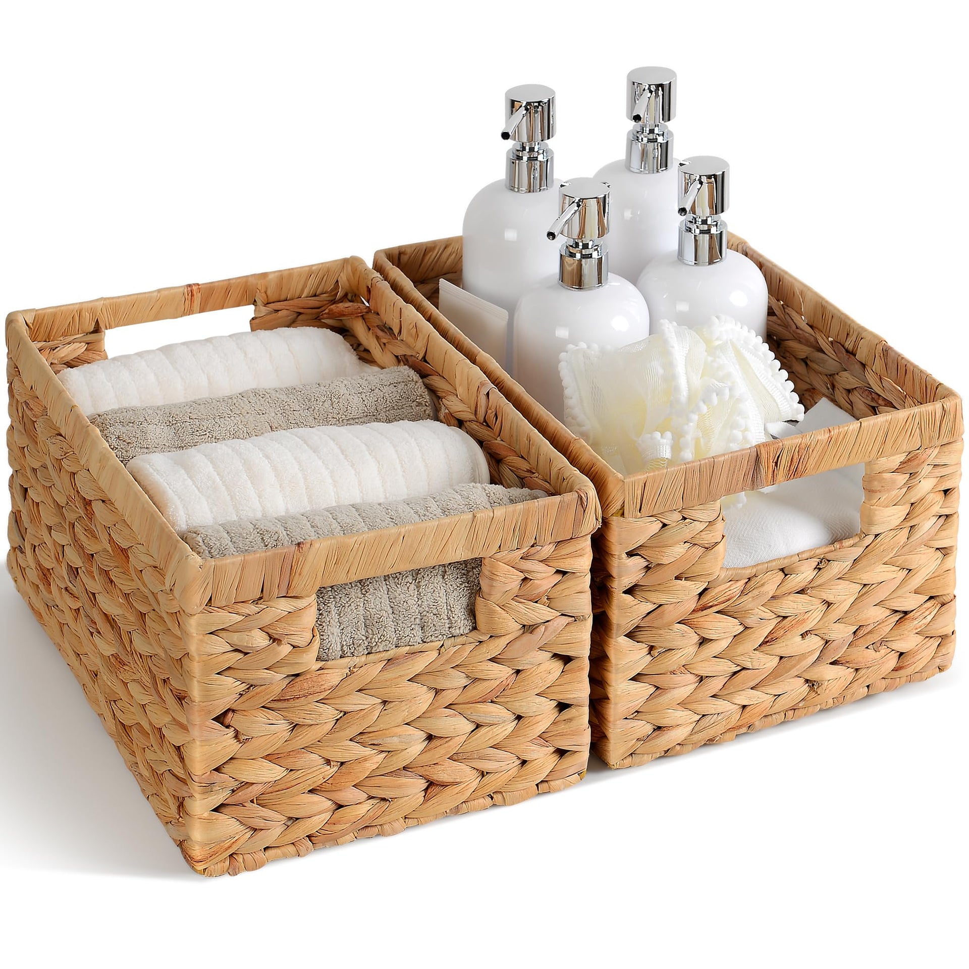 Set of 2 Wicker Shelf Storage Baskets for Organizing