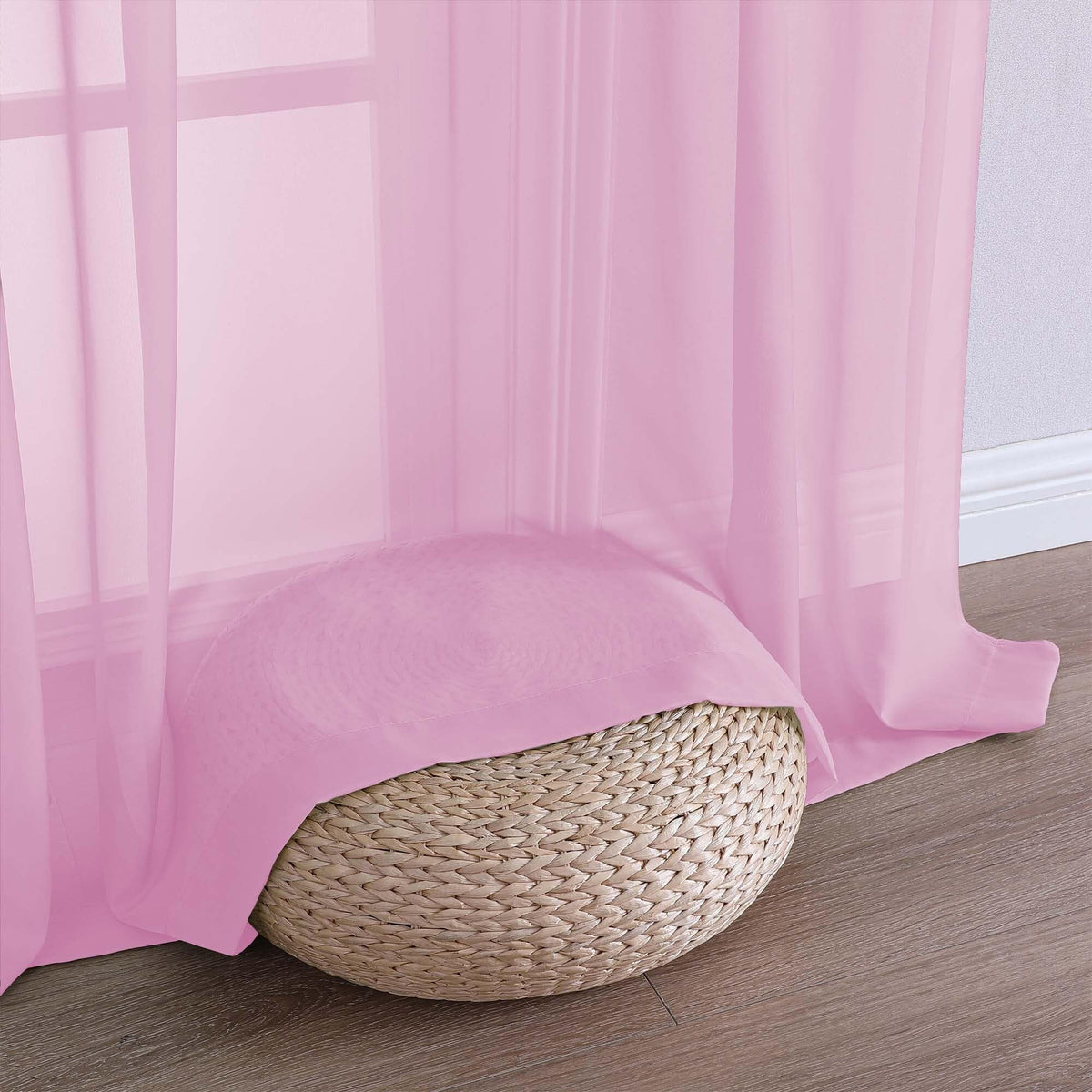 Extra Long Pink Sheer Curtains 108 Inches Long 2 Panels (2 Count)