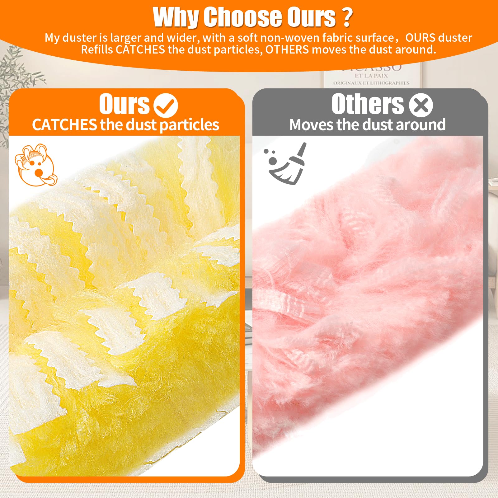 60 Count 360° Heavy Duty Duster Refills Compatible with Swiffer