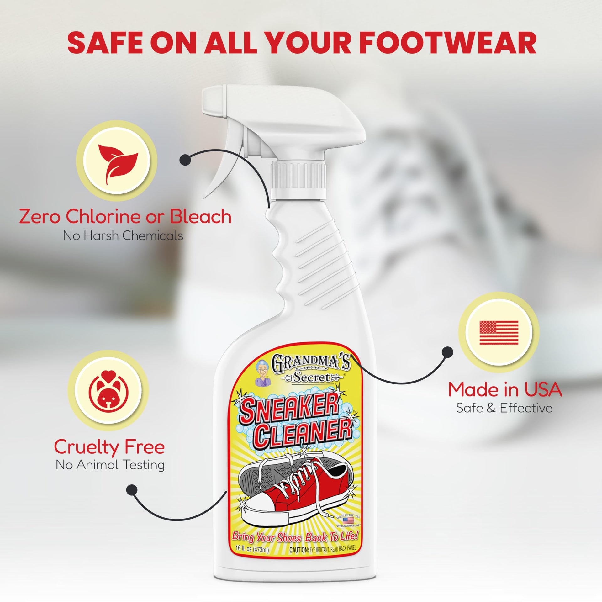 Shoe Cleaner Stain Remover Spray for Rubber (16 Fl Oz)