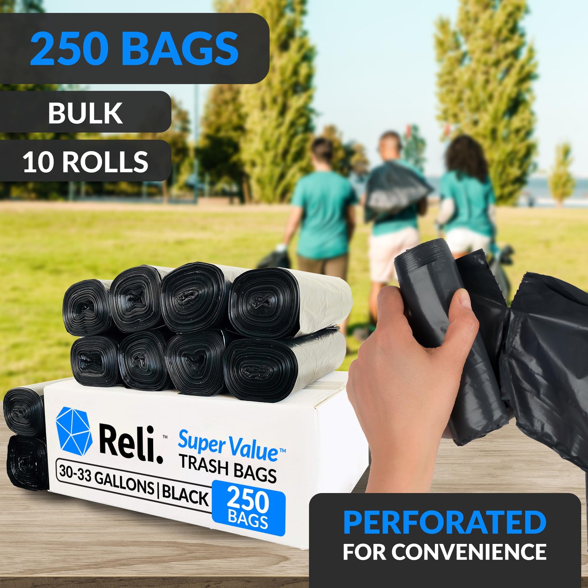 30 to 33 Gallon Trash Bags Heavy Duty (250 Count)