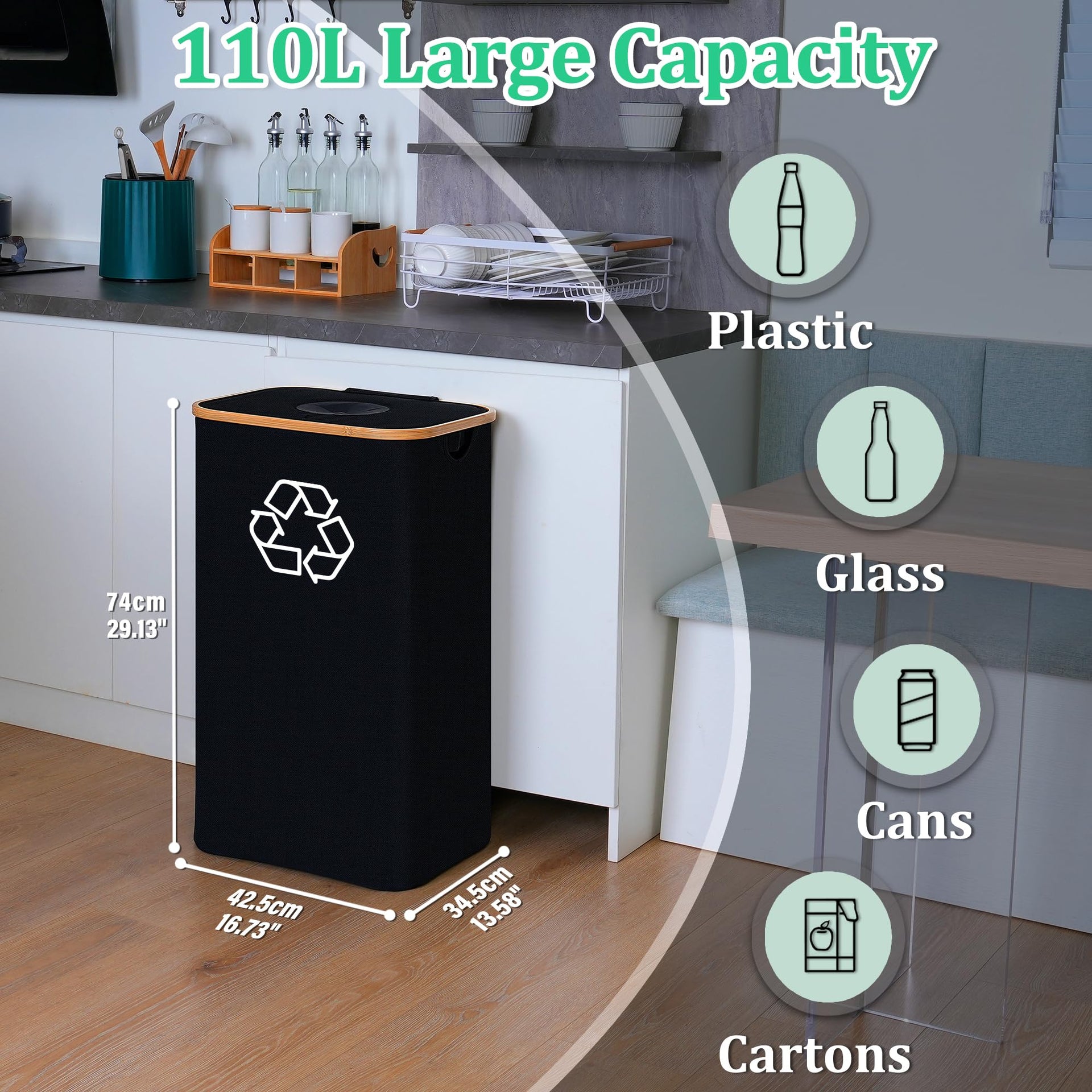 29 Gallons Recycling Bins for Kitchen