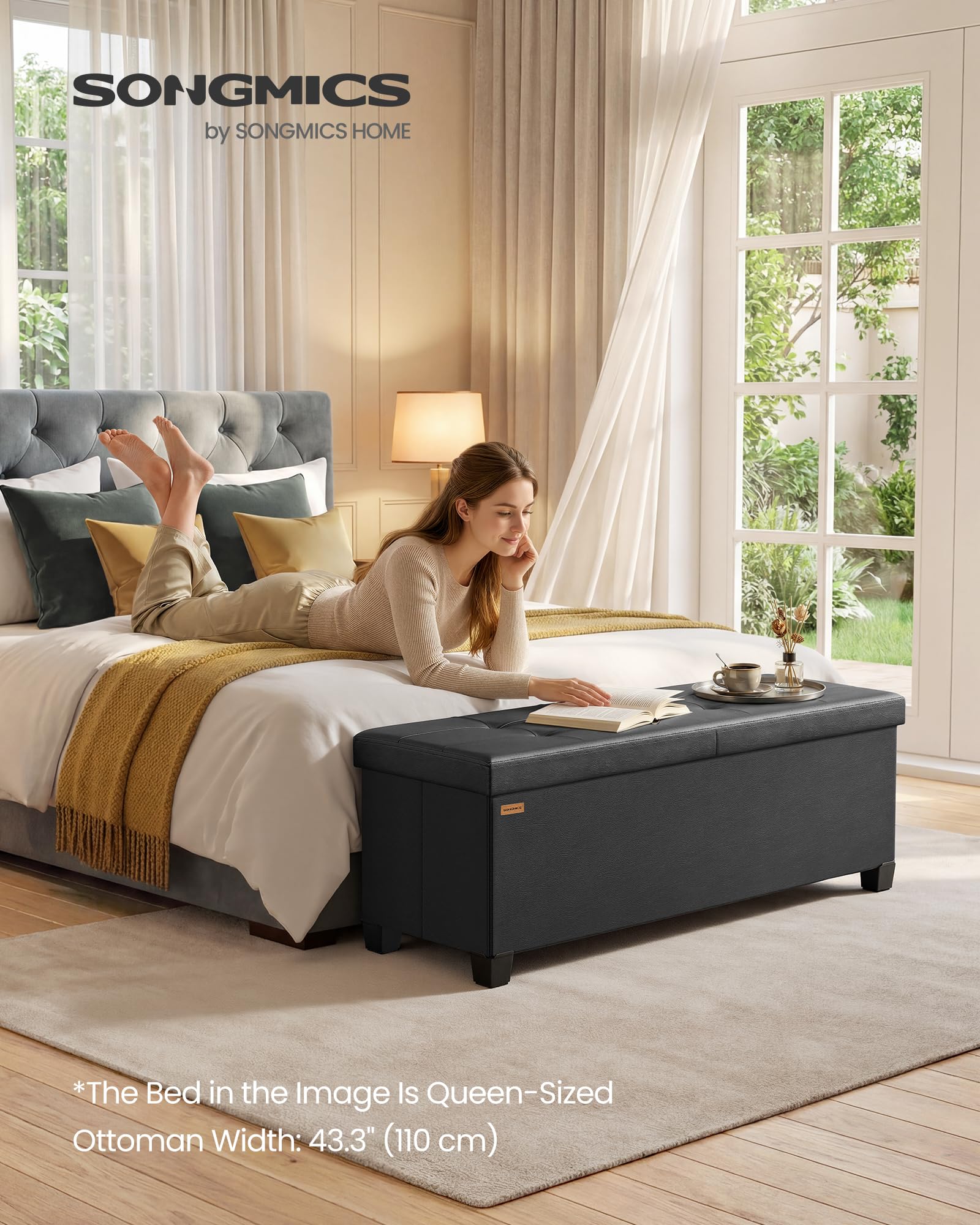 Storage Ottoman Bench with Legs
