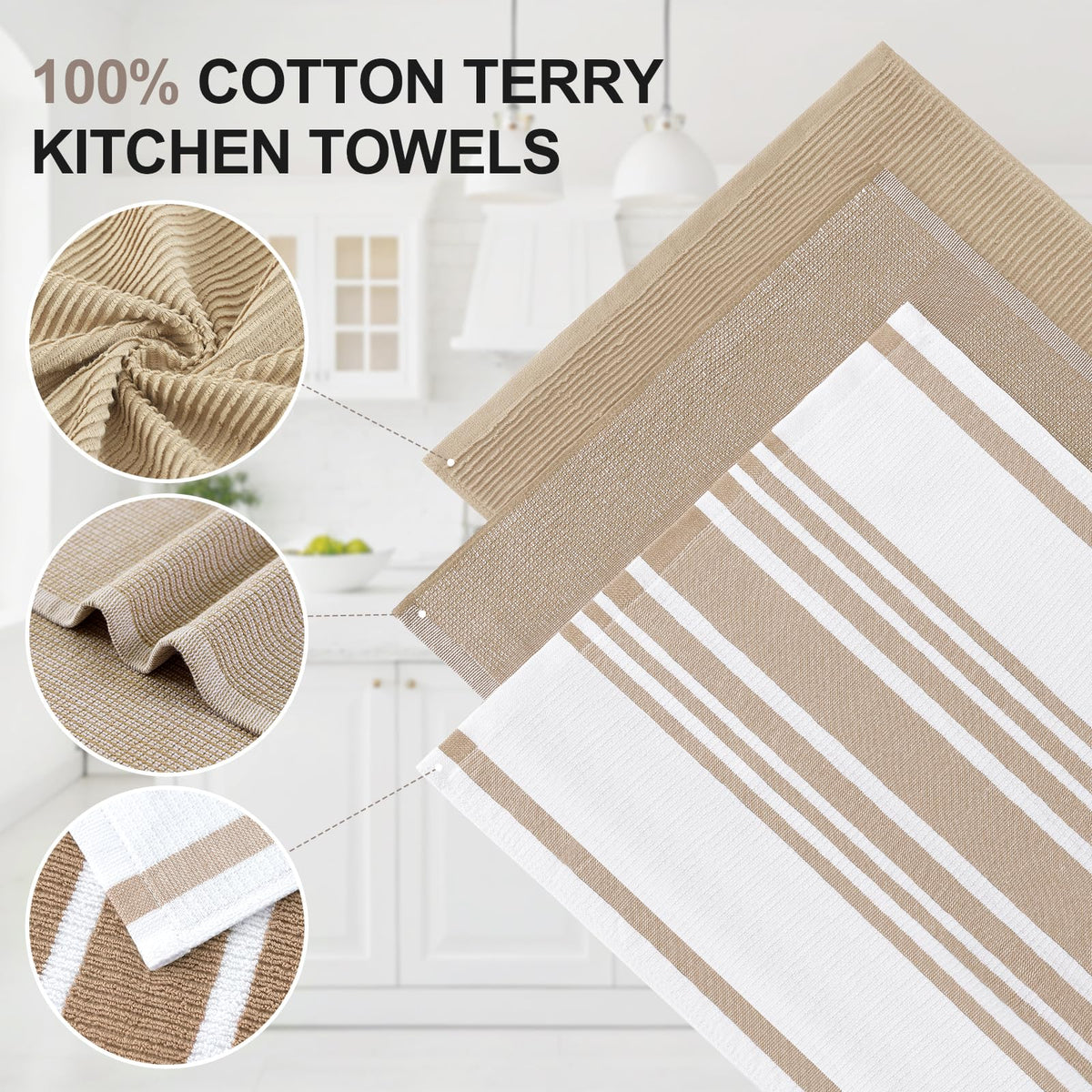 Cotton 380 GSM Premium Kitchen Towels (6 Count)