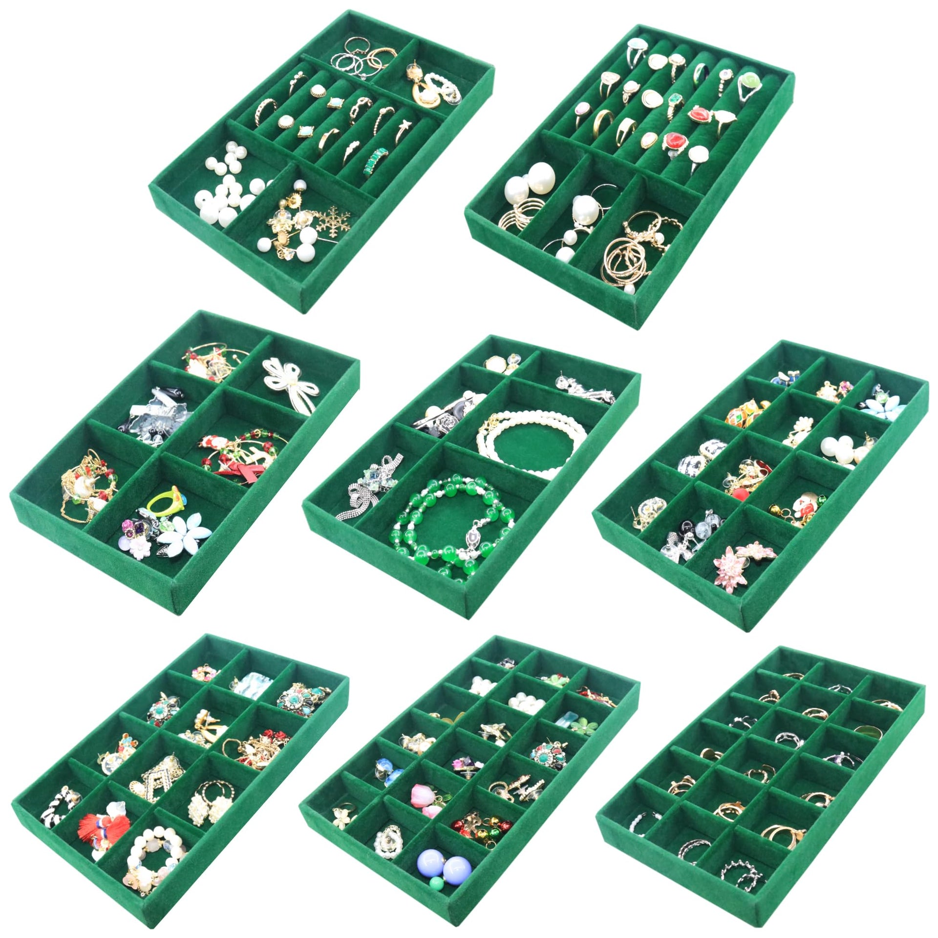 Jewelry Trays Organizer Set of 8 Stackable Jewellry Organizer Trays for Drawers Jewelryy Display Necklace Earring Bracelet (8 Count)