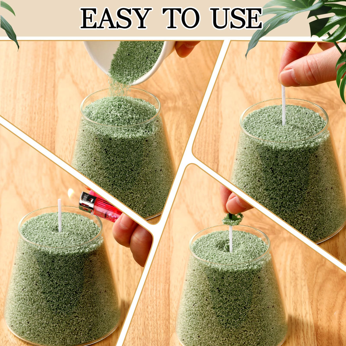 Candle Sand 3.3 lb DIY Pearled Candle Making Kit Included 20 Pcs Wicks and Refillable Beaded Wax Sand Beaded Wax Gift with Wicks Self Extinguish for Home Wedding Party Women (21 Count)