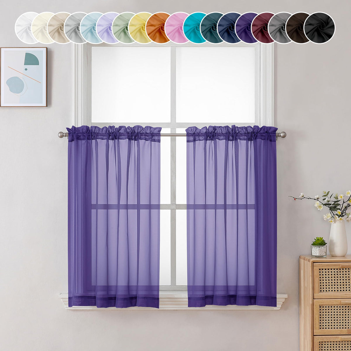Sheer Curtains 36 inch Length 2 Panels (2 Count)