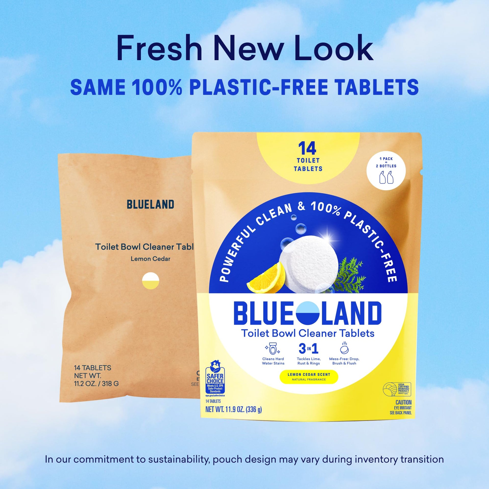 100% Plastic Free Toilet Bowl Cleaner Tablets Set (14 Count)