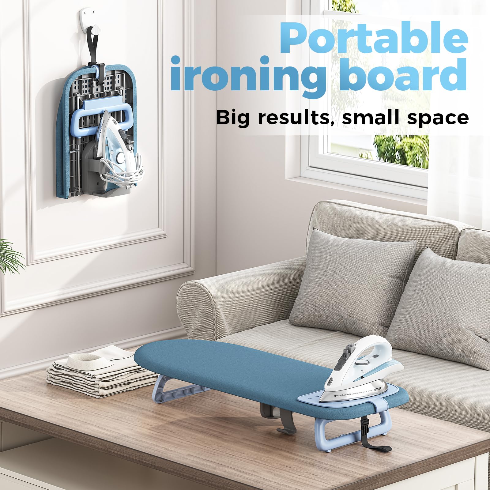 Small Ironing Board with Iron Holder