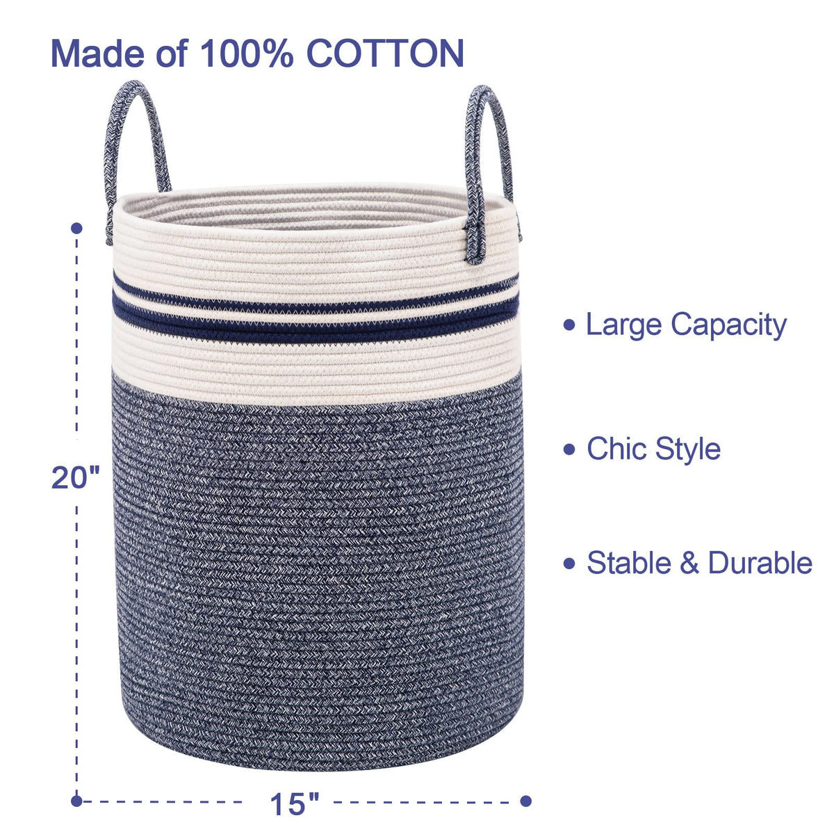 Woven Rope Laundry Hamper Basket by YOUDENOVA - ModHome Supplies