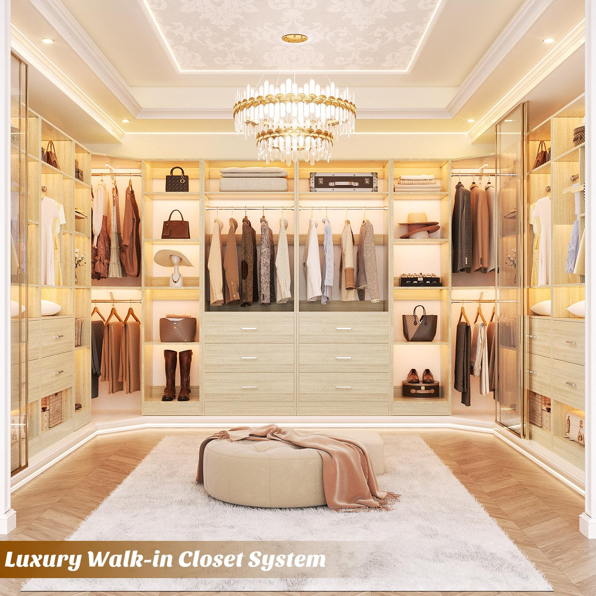 Corner Closet System with 6 Drawers