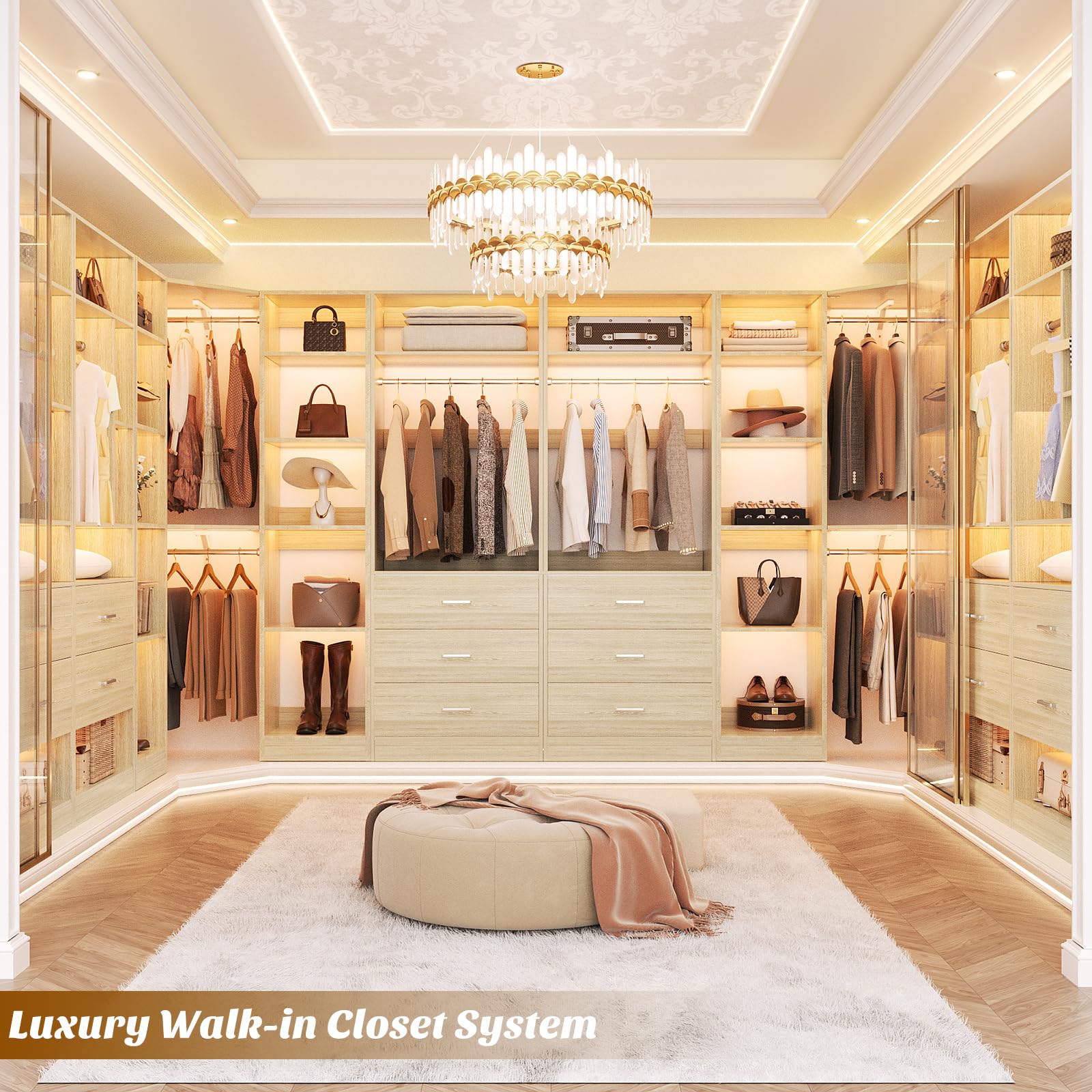 Corner Closet System with 5 Drawers