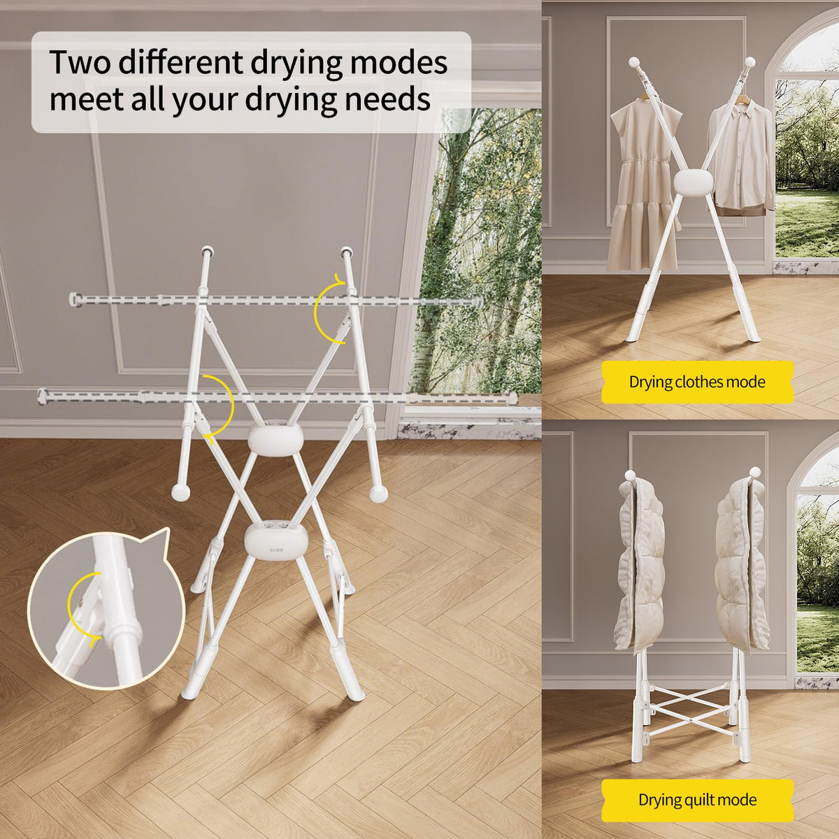 Clothes Drying Rack Heavy Duty Clothing Racks Foldable Laundry Rack Two Drying Modes Garment Racks for Drying Clothes