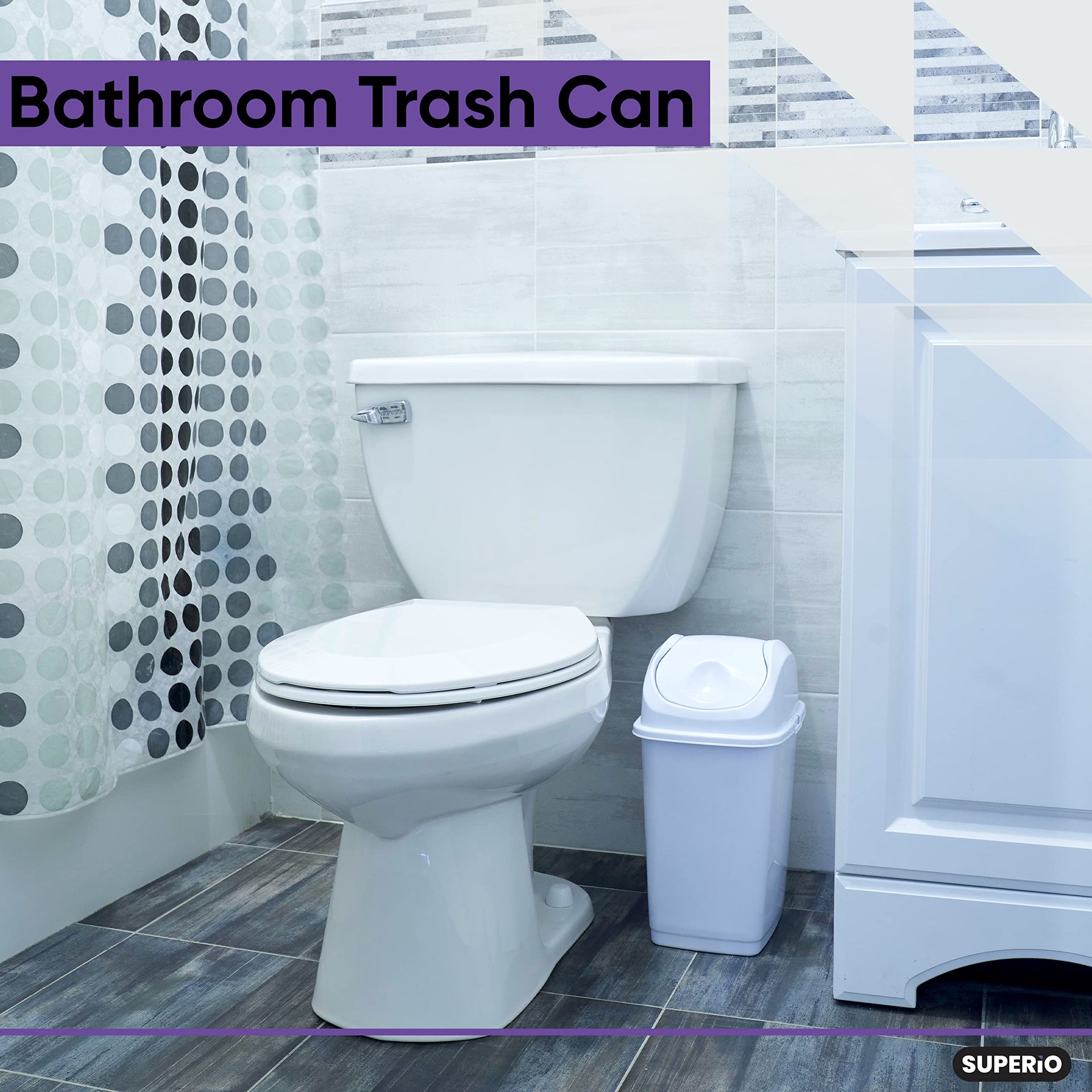 Medium Trash Can with Lid 4.5 Gallon Plastic Swing Top Garbage Can Slim Waste Bin for Under Sink