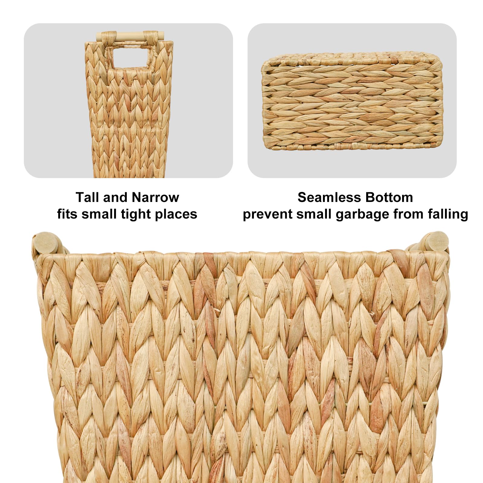 6 Gallon Wicker Trash Can with Wooden Handle