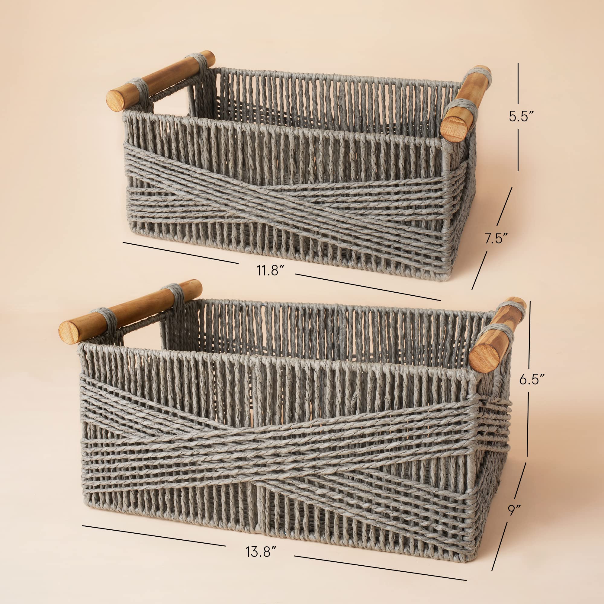 Wicker Storage Baskets for Organizing (2 Count)