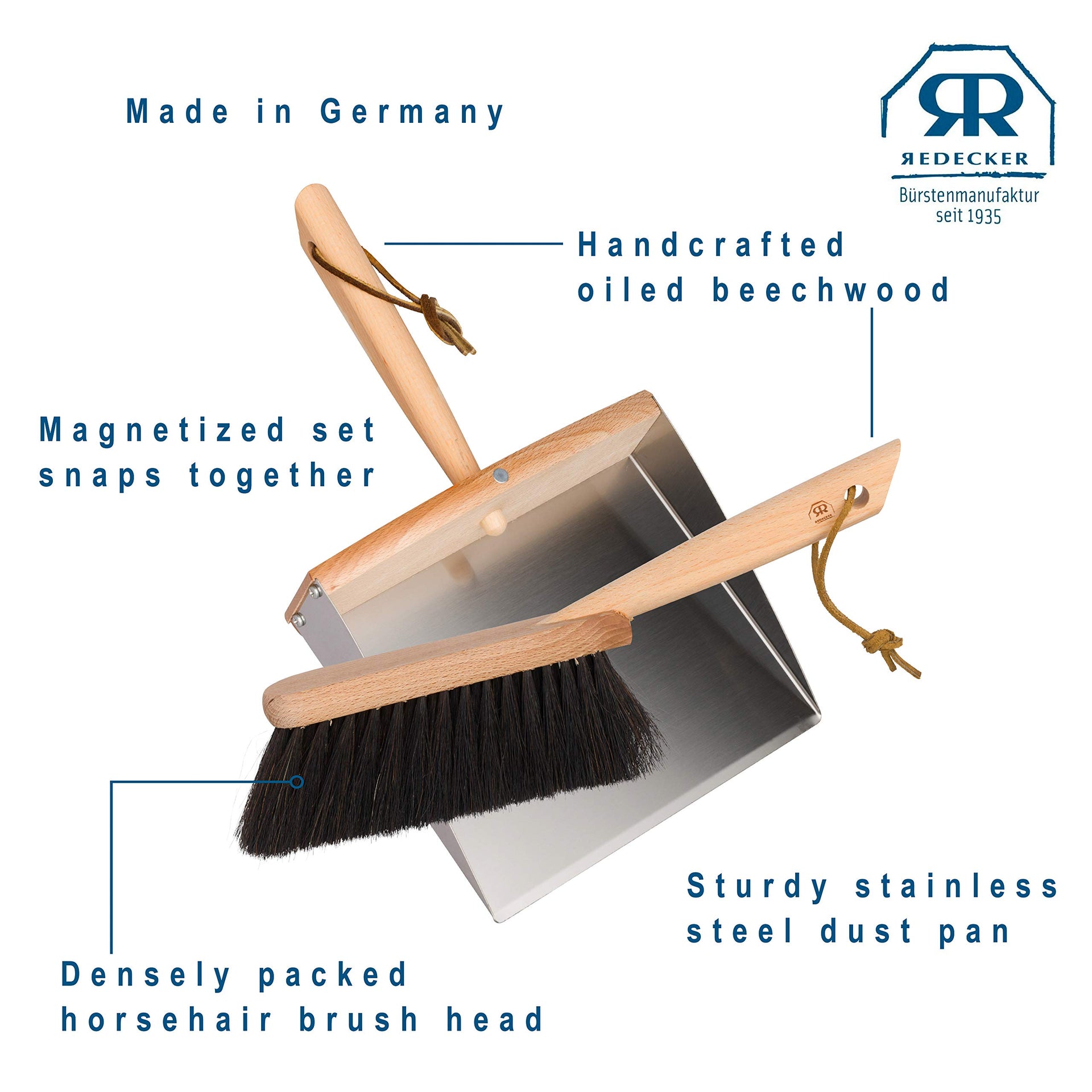 Horsehair Fiber Hand Brush and Dust Pan Set