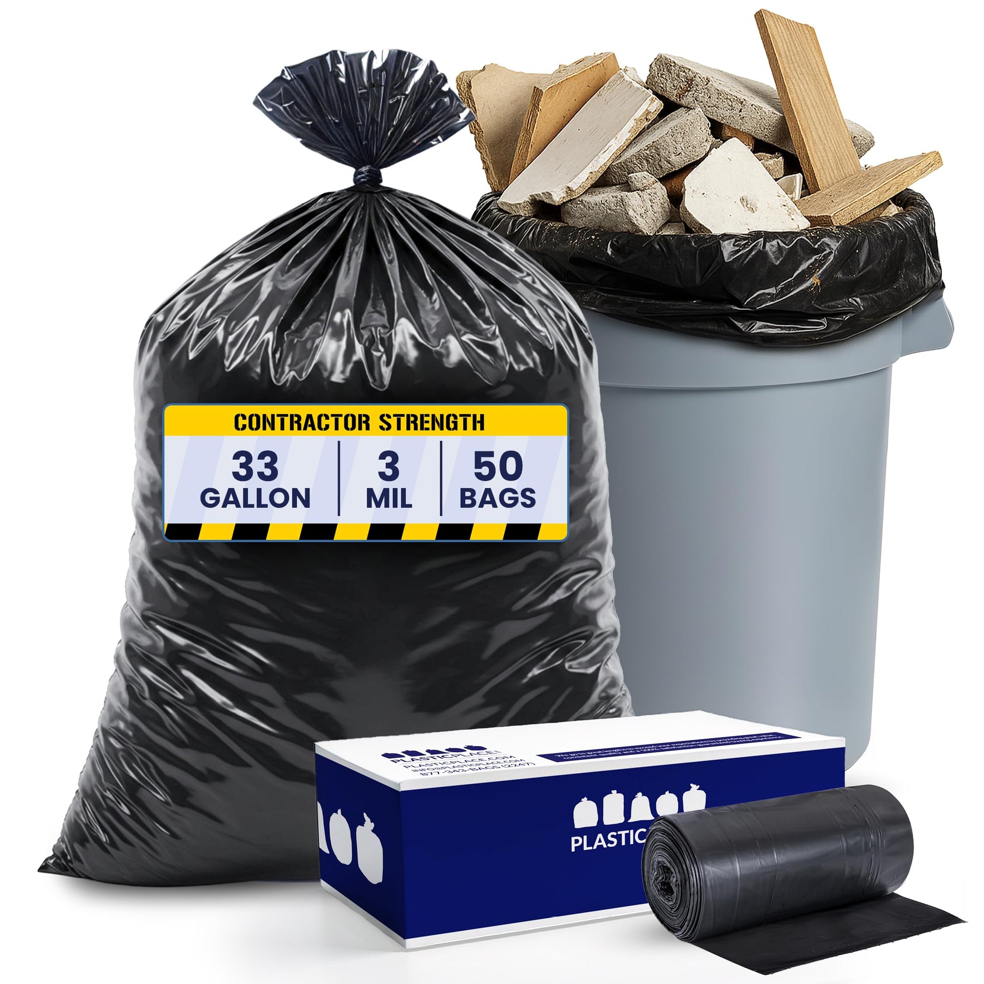 Contractor Trash Bags 33 Gallon (50 Count)